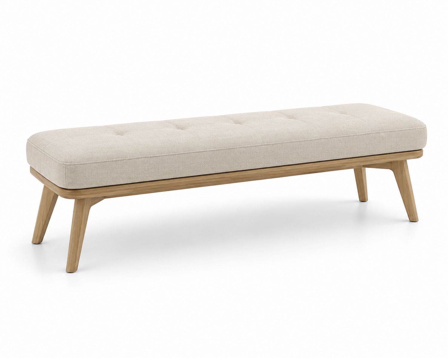 Panca in Legno con Tessuto Beige 180x40x45 cm