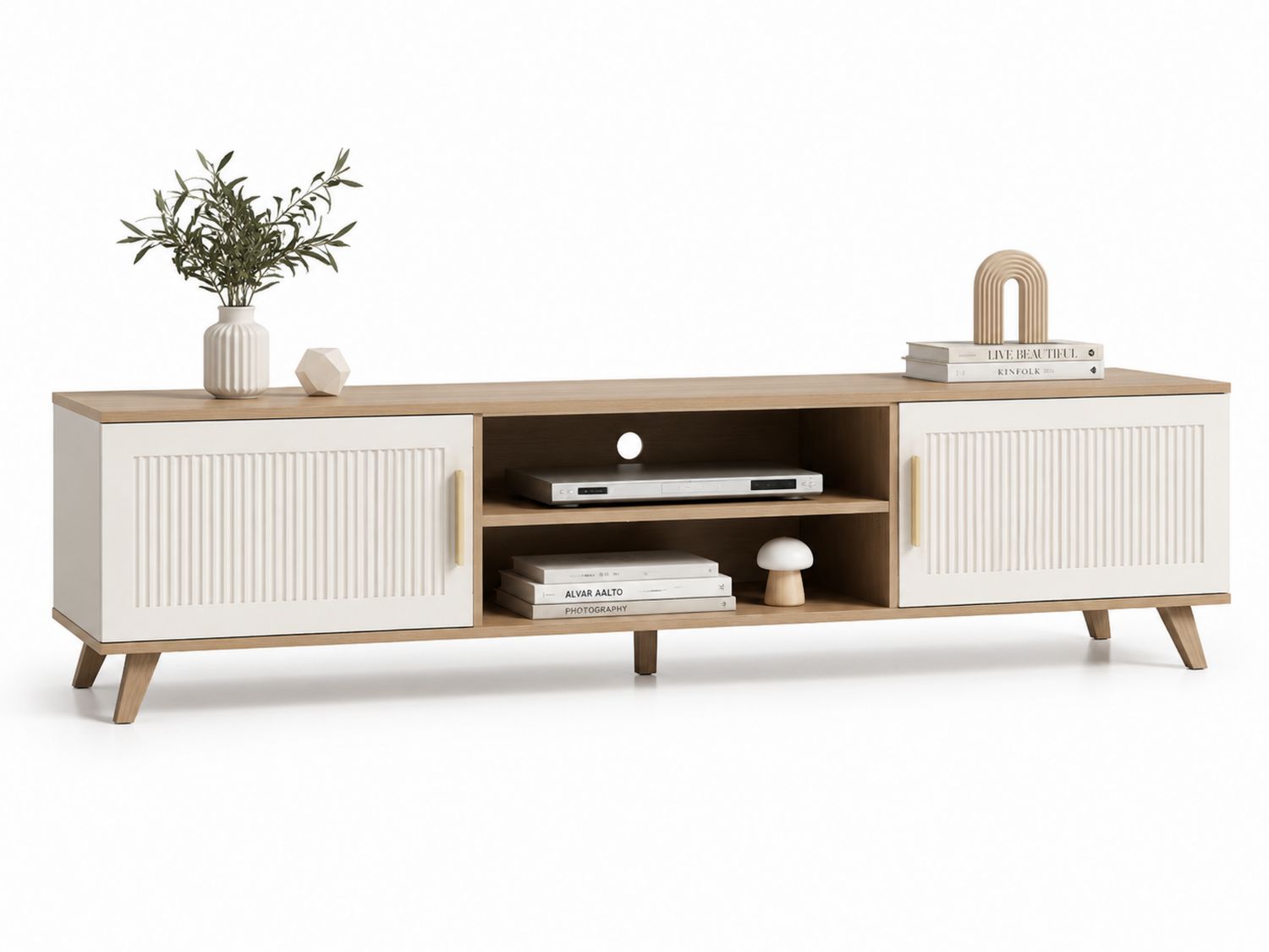 Mobile TV in Legno MDF e Metallo 180x40x50 cm