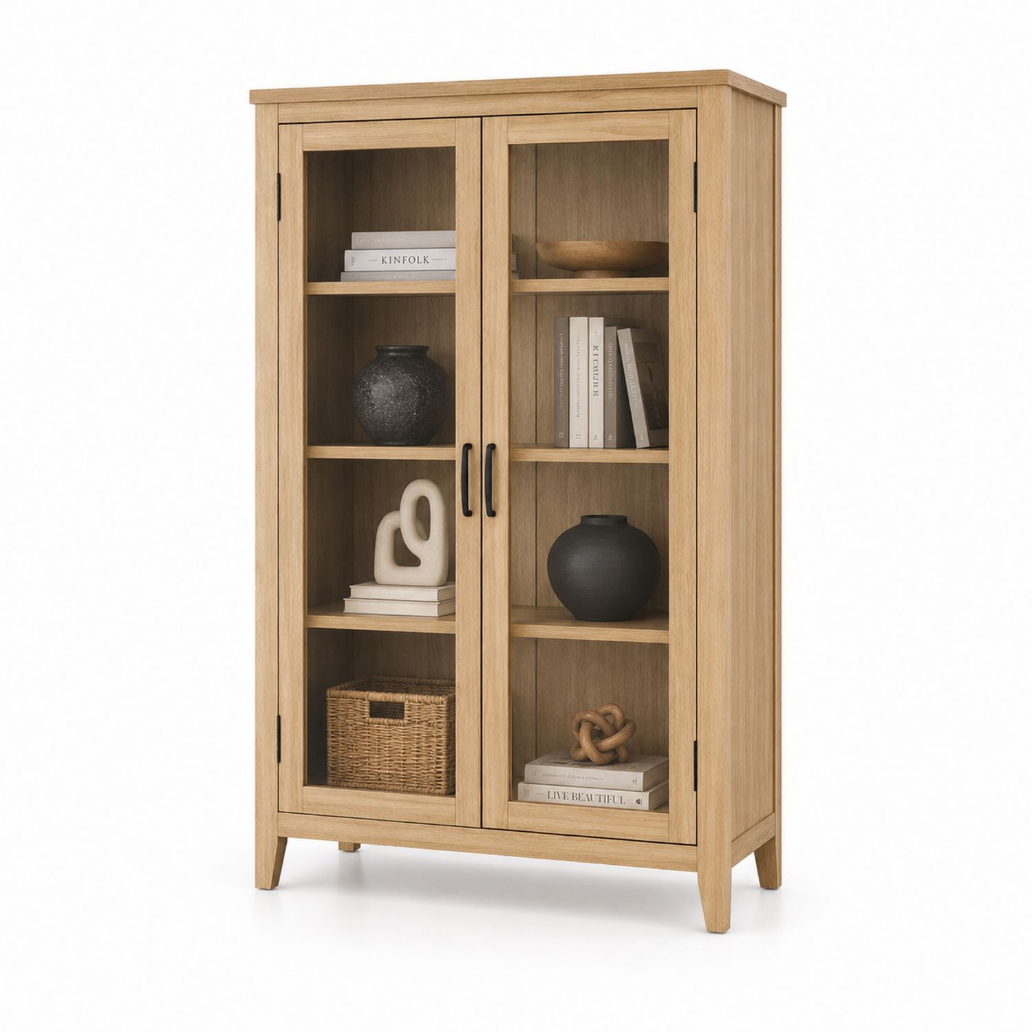 Vetrina in Legno e Vetro Temperato con Ante, 120x45x200 cm