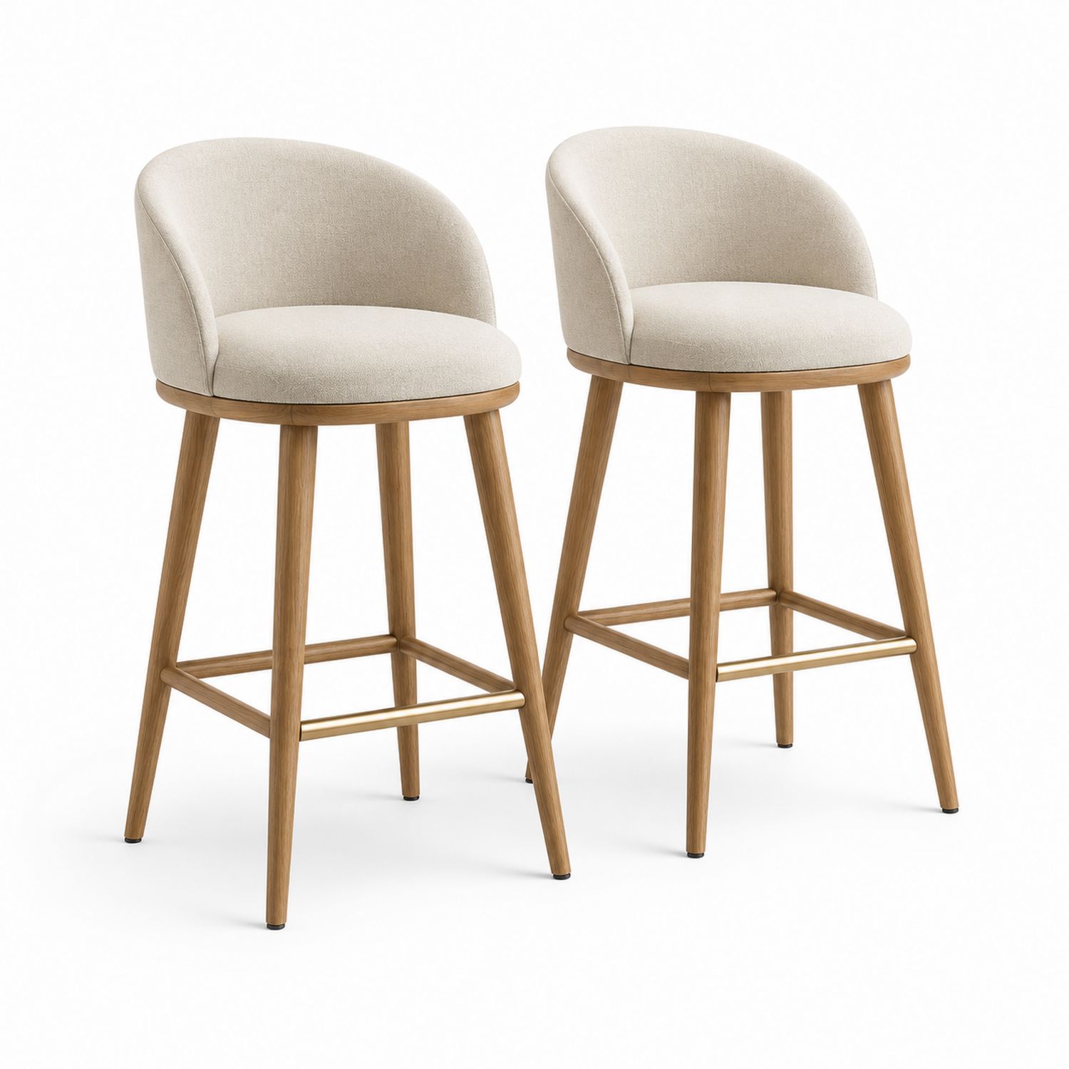 Set di 2 sgabelli da bar in legno e tessuto di poliestere Beige