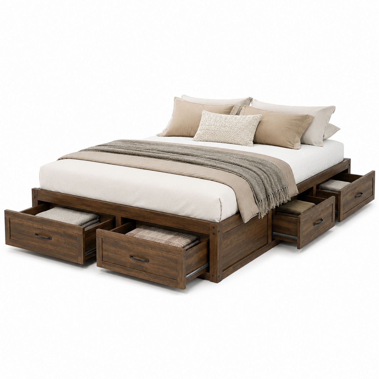 Letto matrimoniale in legno con cassetti 200x160 cm