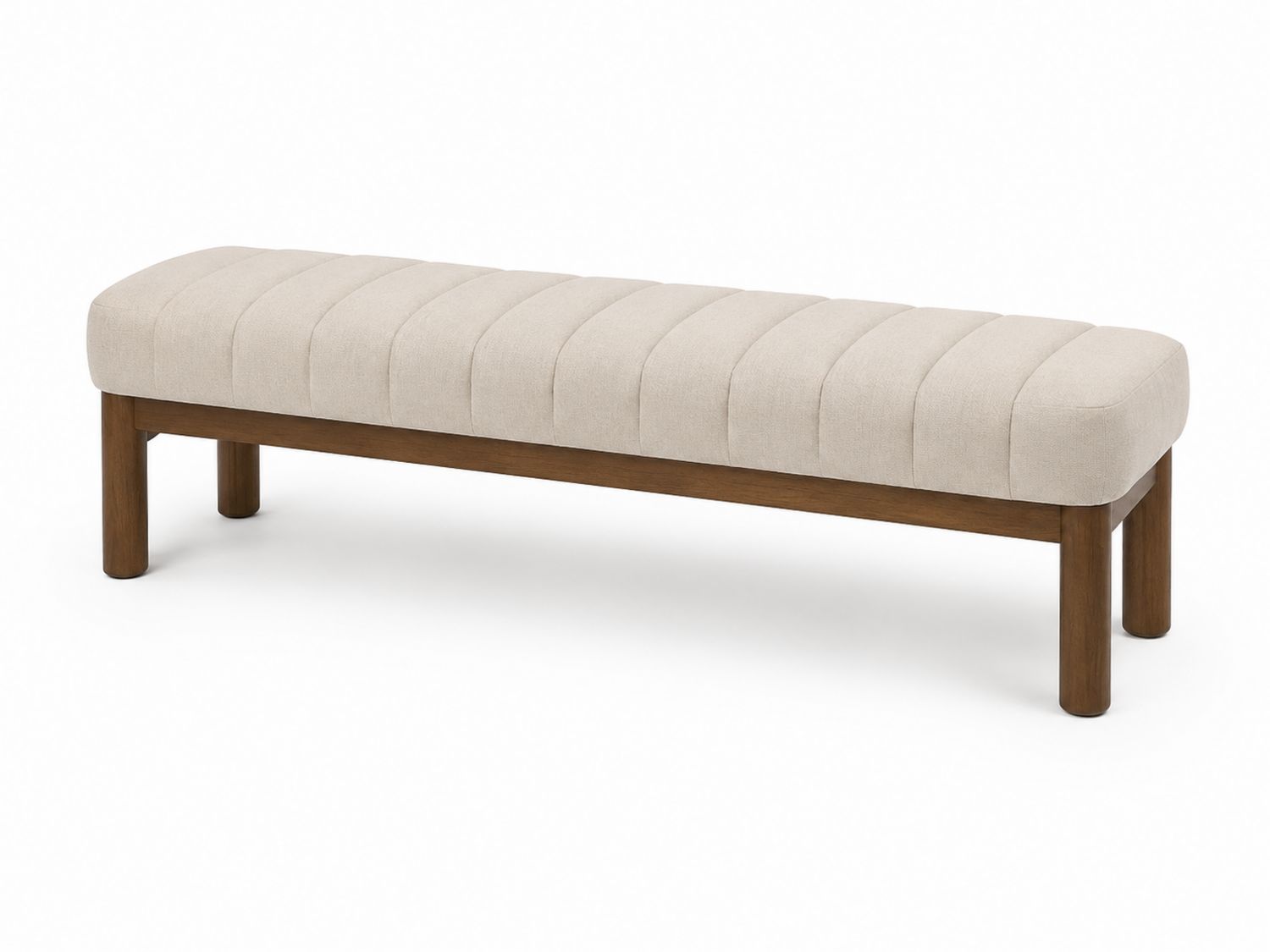 Panca in legno e tessuto beige 140x35x45 cm