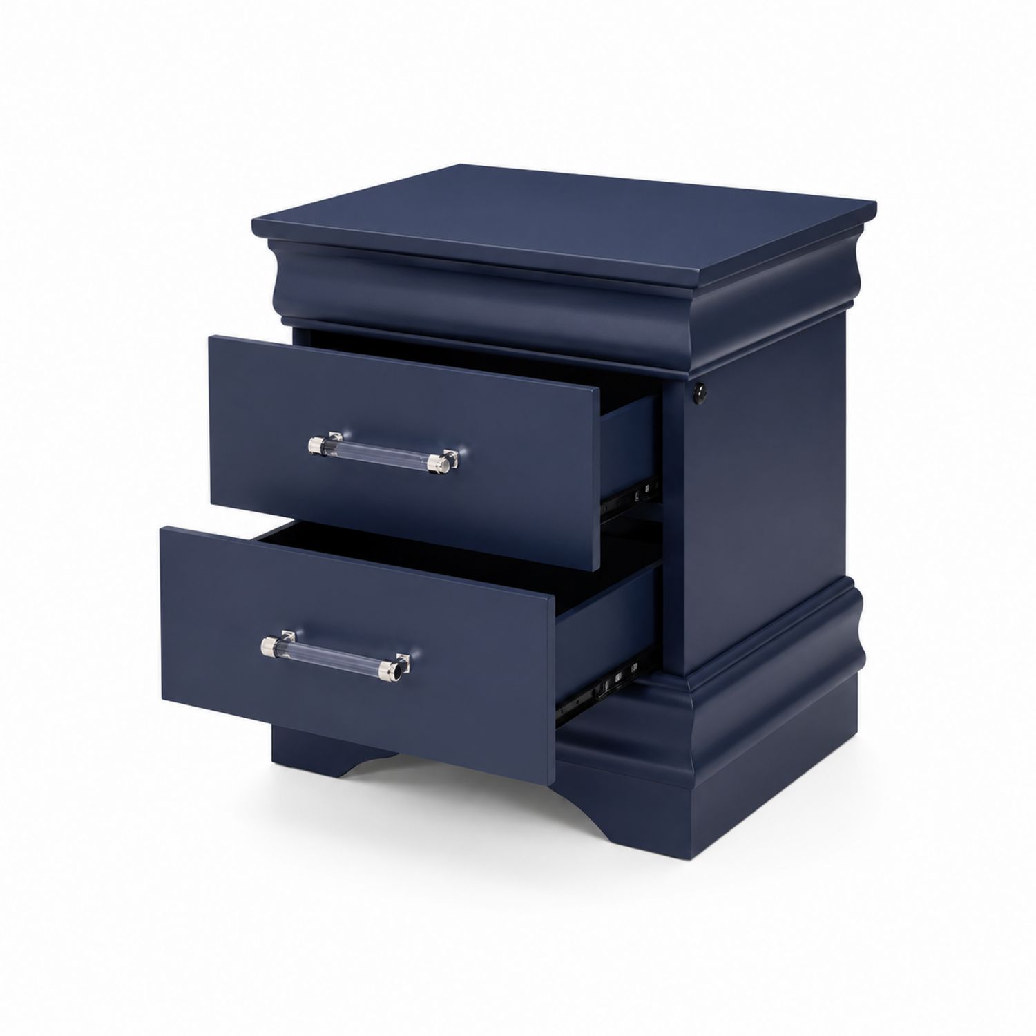 Comodino in MDF con Due Cassetti Blu