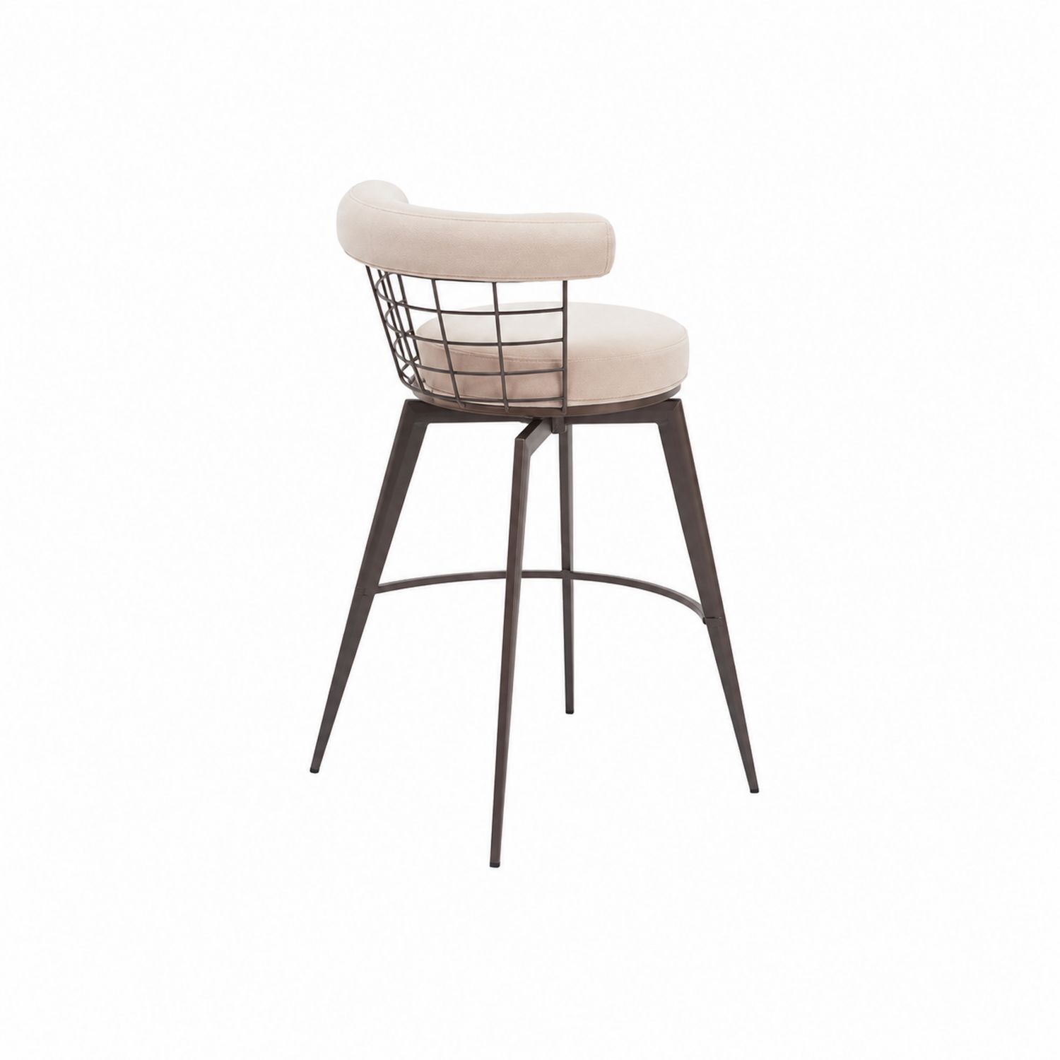Sgabello da bar in metallo con seduta in tessuto beige