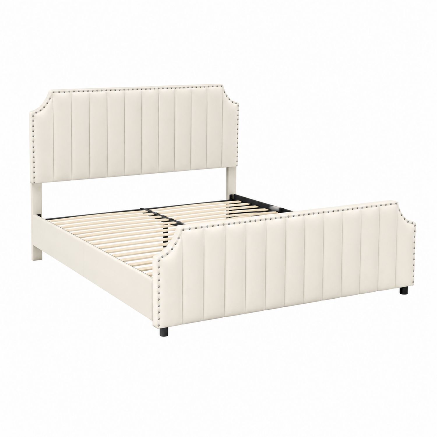 Letto matrimoniale ecopelle bianco 160x200 cm