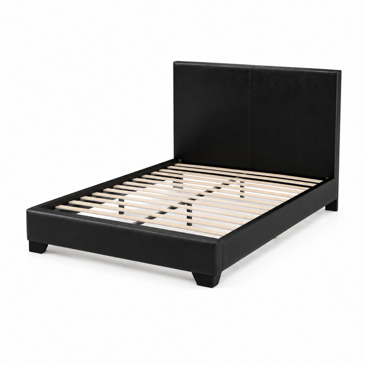 Letto Matrimoniale in Legno e Similpelle Nero 200x160 cm