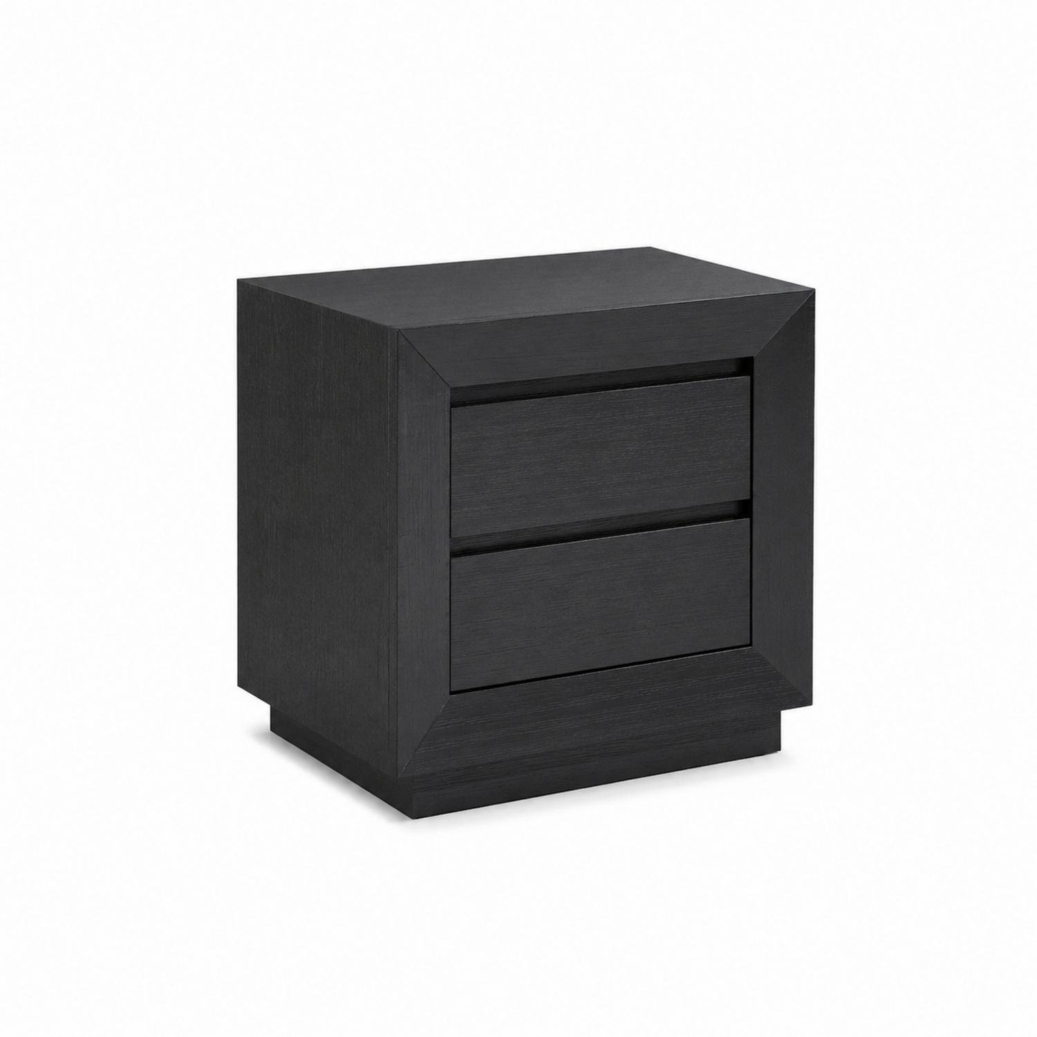 Comodino in legno MDF nero con due cassetti