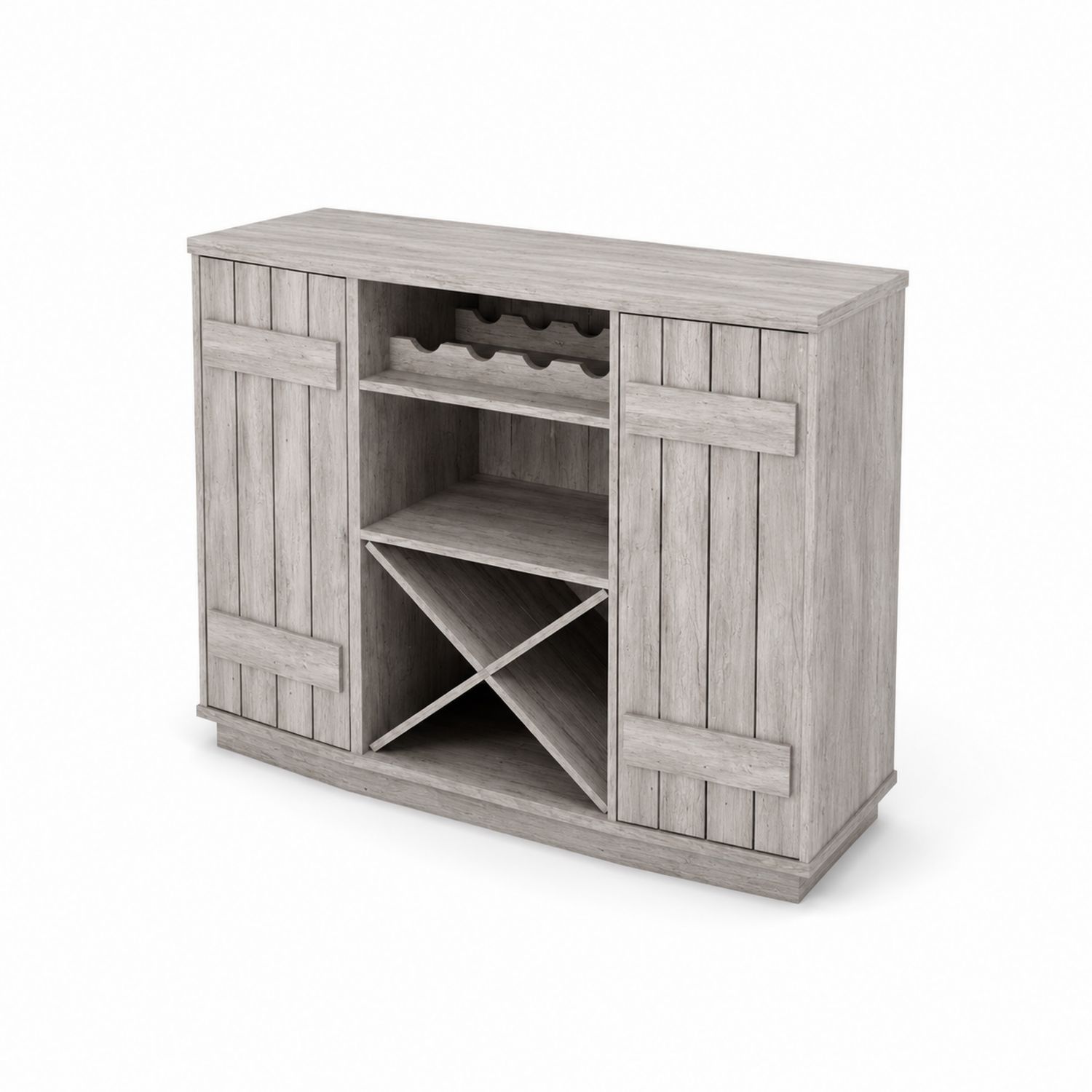 Credenza in Legno Multistrato con Portabottiglie Grigio 140x80x40cm
