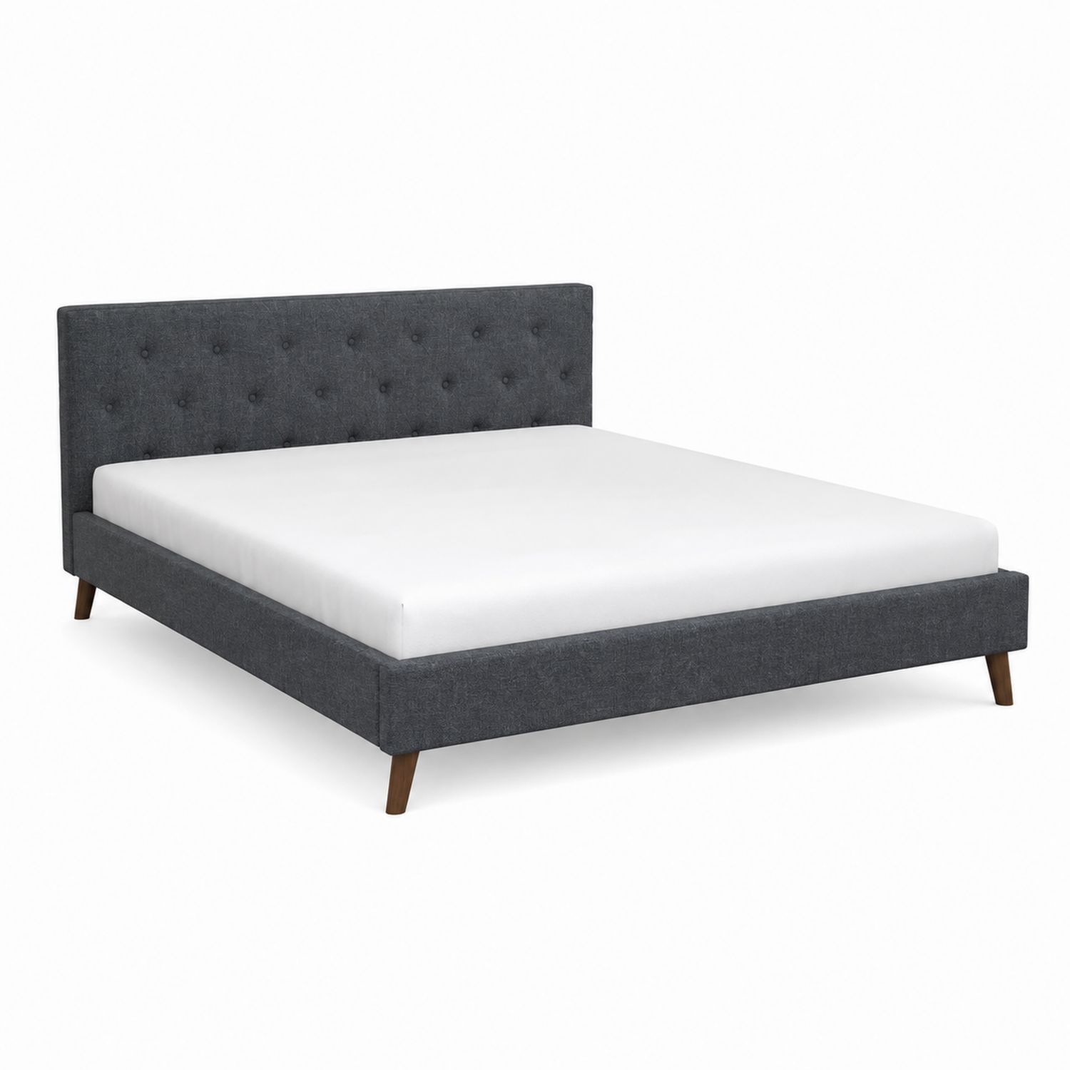 Letto matrimoniale imbottito tessuto grigio scuro 200x160 cm