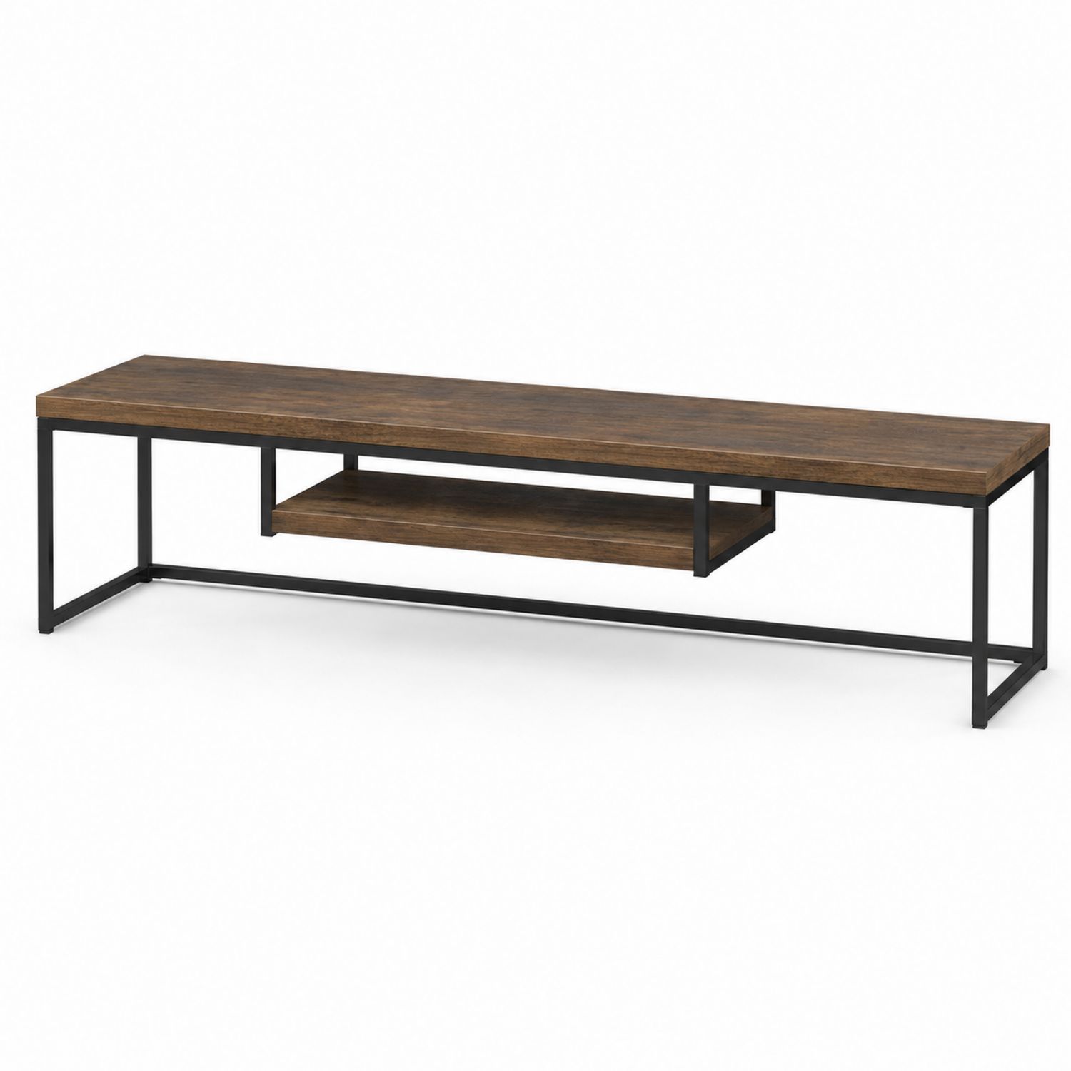 Tavolino TV in legno e metallo con ripiano 120x40x30 cm