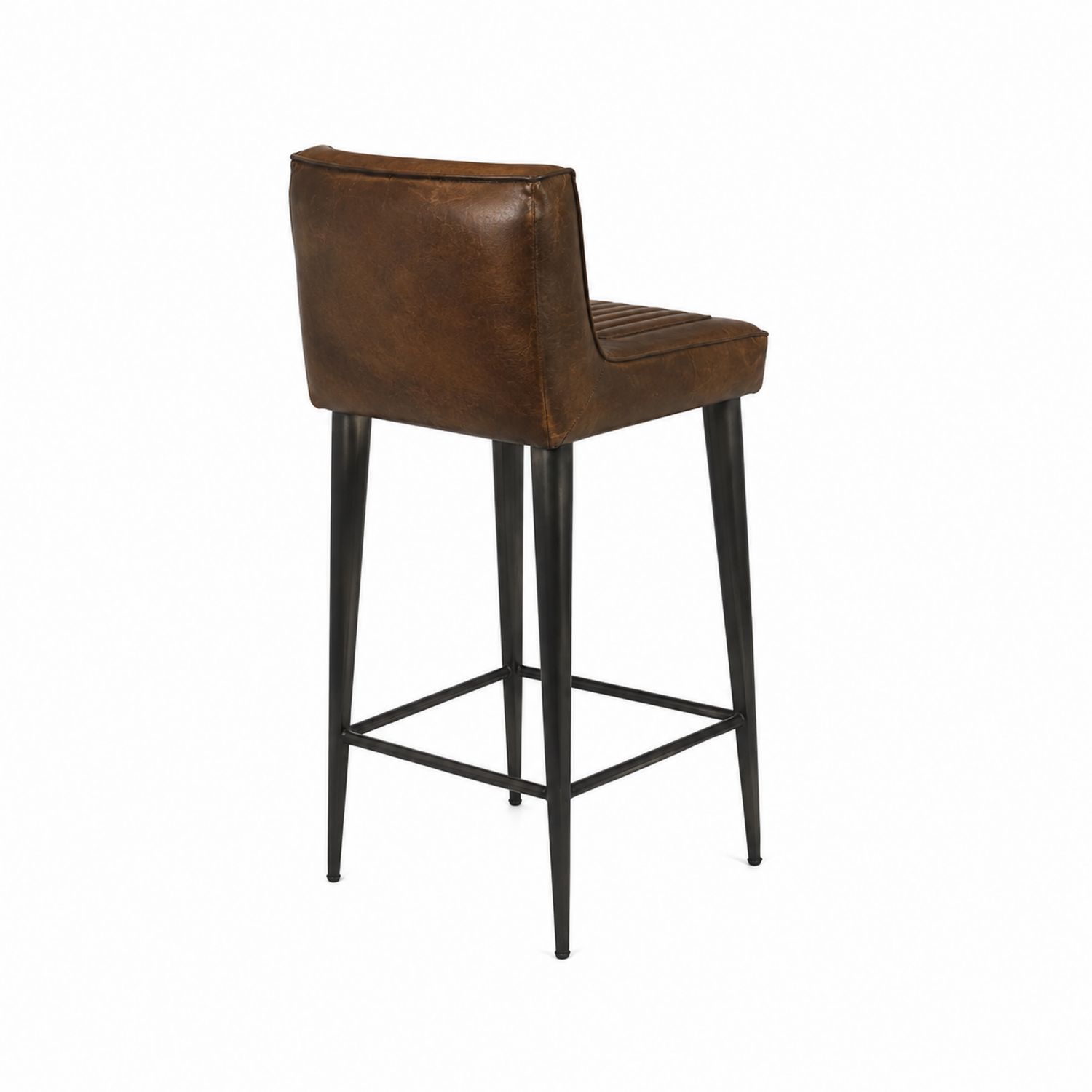 Sgabello da Bar in Pelle PU Marrone con Struttura in Metallo