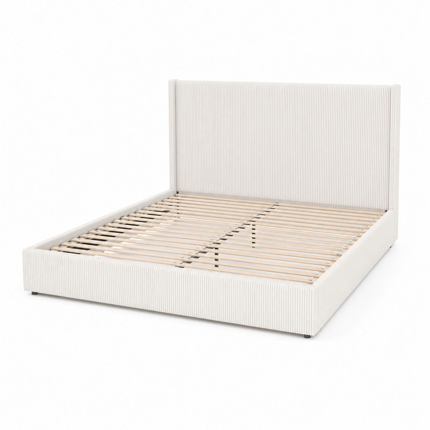 Letto matrimoniale imbottito 200x180 cm con doghe in legno