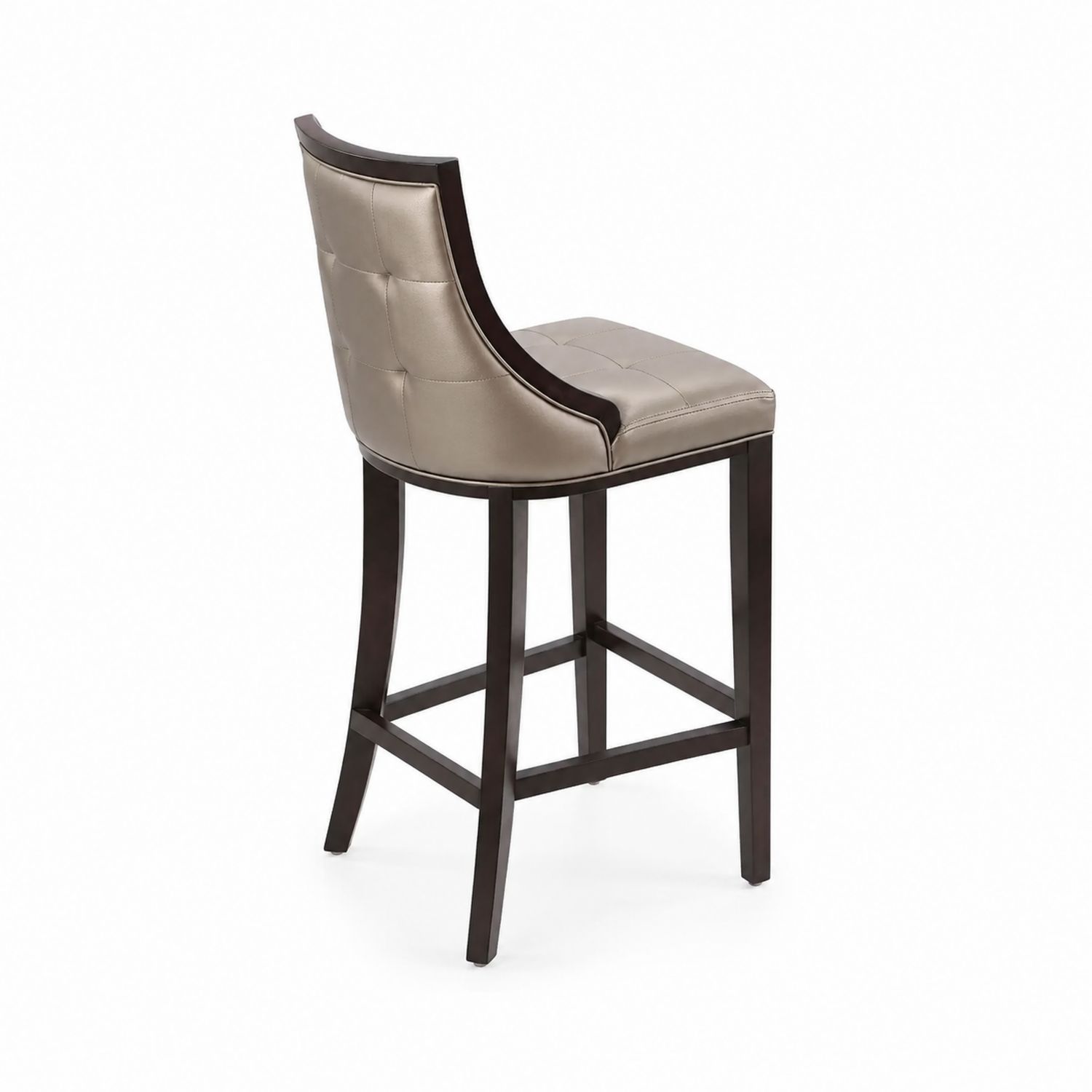 Sgabello da Bar in Pelle Sintetica e Legno Massello Beige