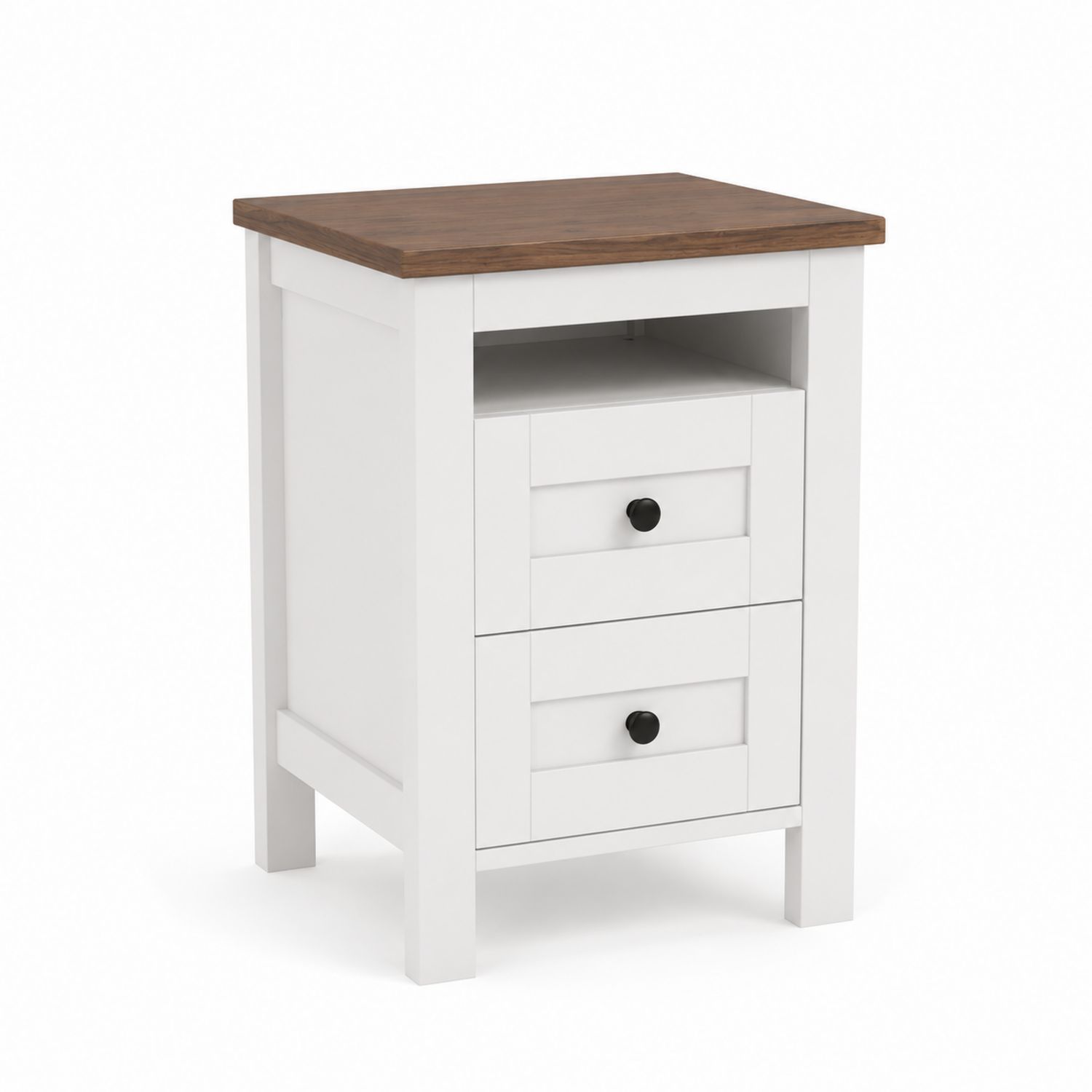 Comodino in legno con piano in noce