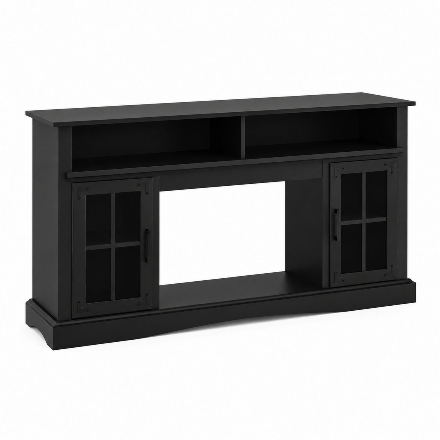 Mobile TV in MDF con Porte in Vetro Temperato Nero 150x40x60 cm