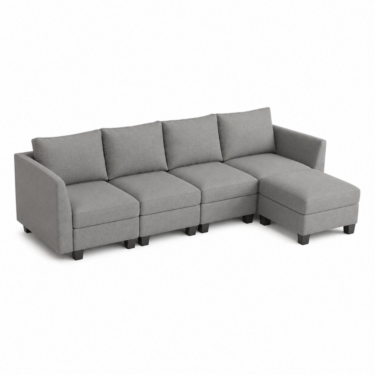 Divano angolare modulare in tessuto grigio 322x160 cm