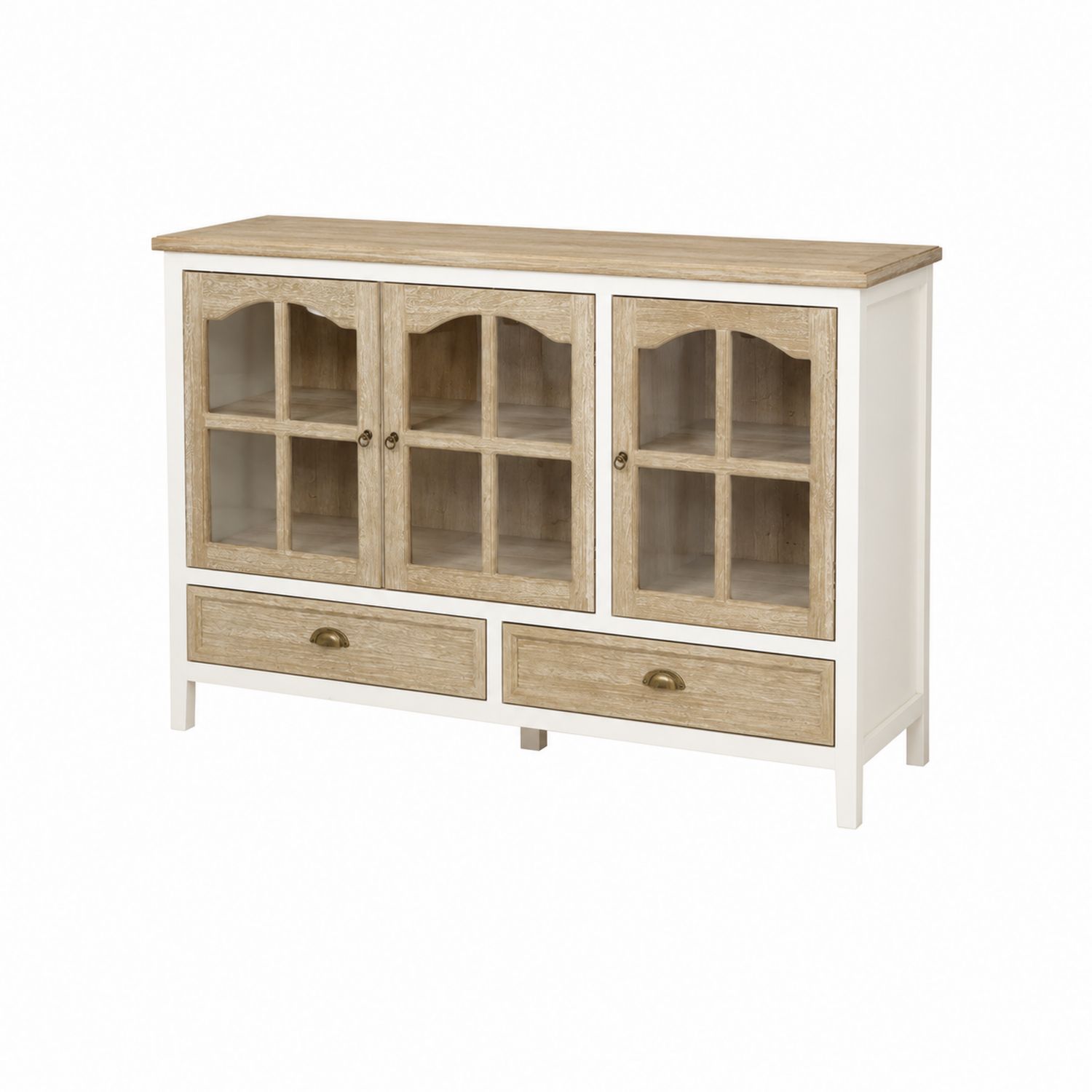 Credenza in legno con ante in vetro e cassetti 120x80x40 cm