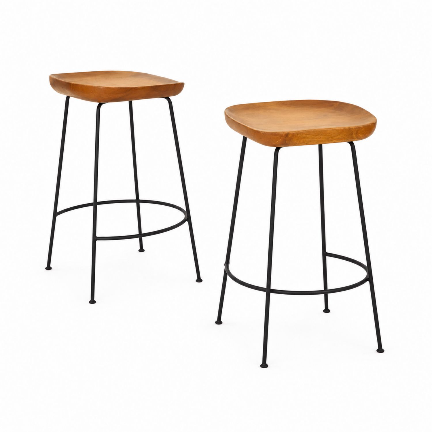 Set di 2 sgabelli in legno e metallo 75 cm
