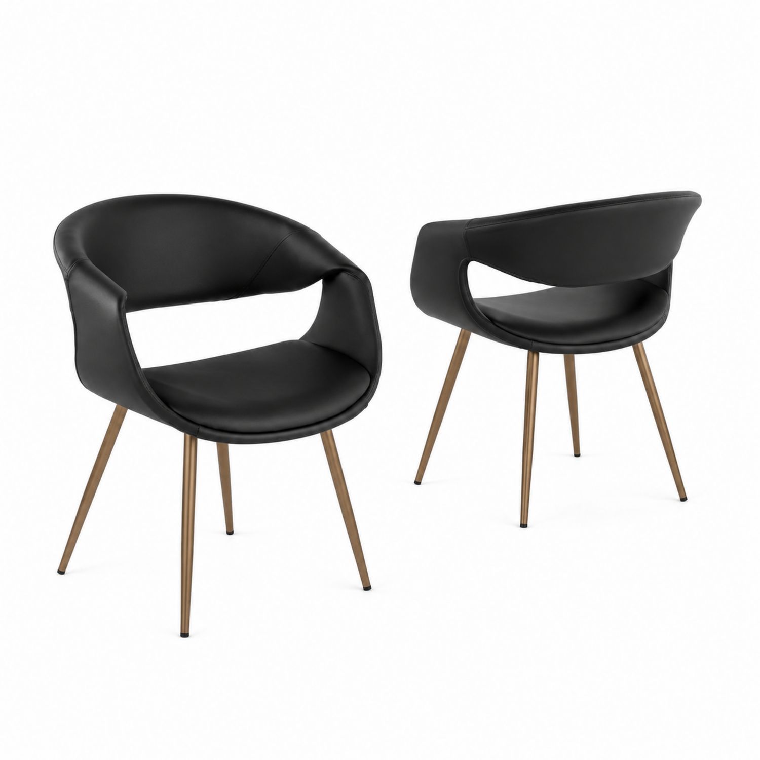 Set di 2 Sedie in Pelle Sintetica Nera con Gambe in Metallo