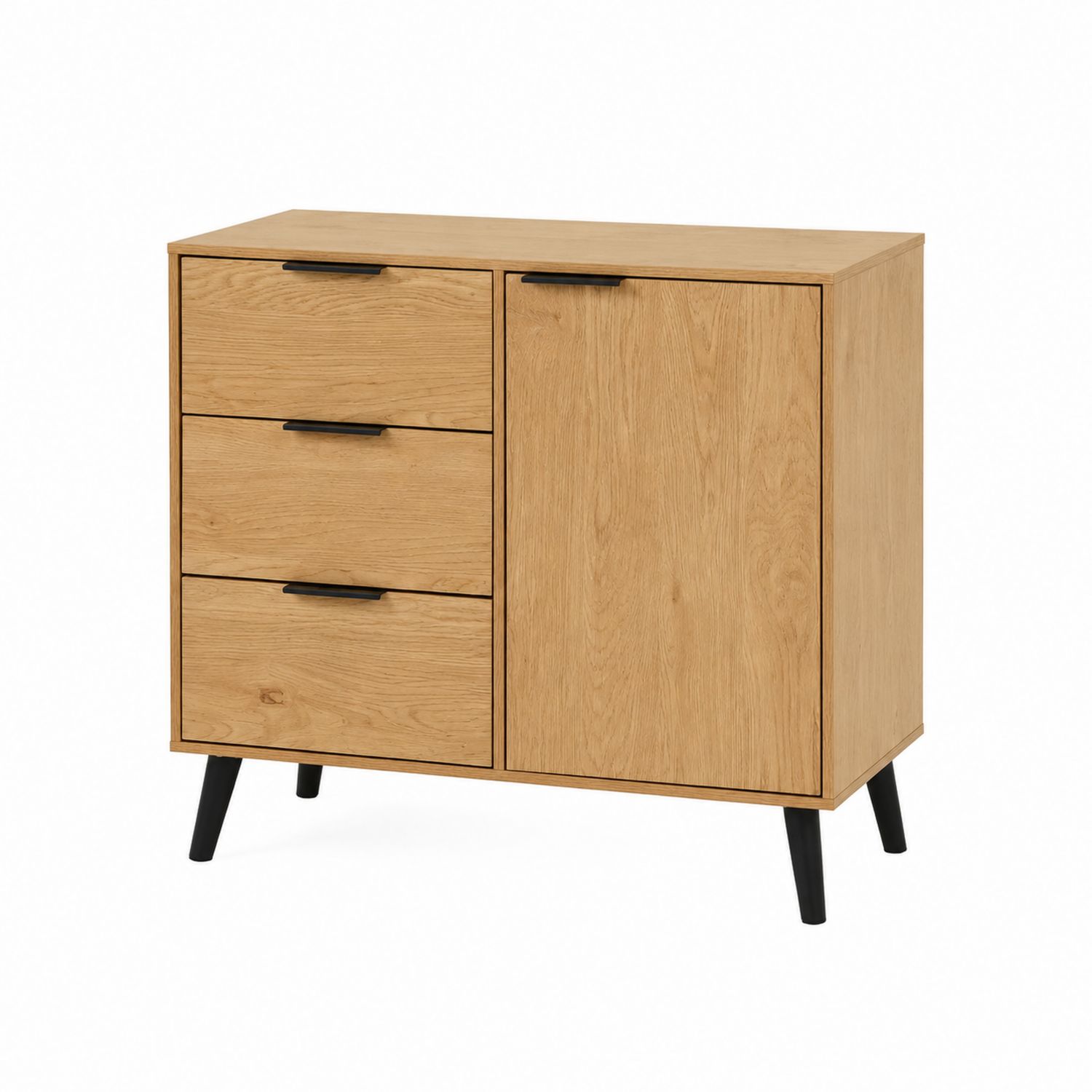 Credenza in legno di quercia con 3 cassetti e 1 anta