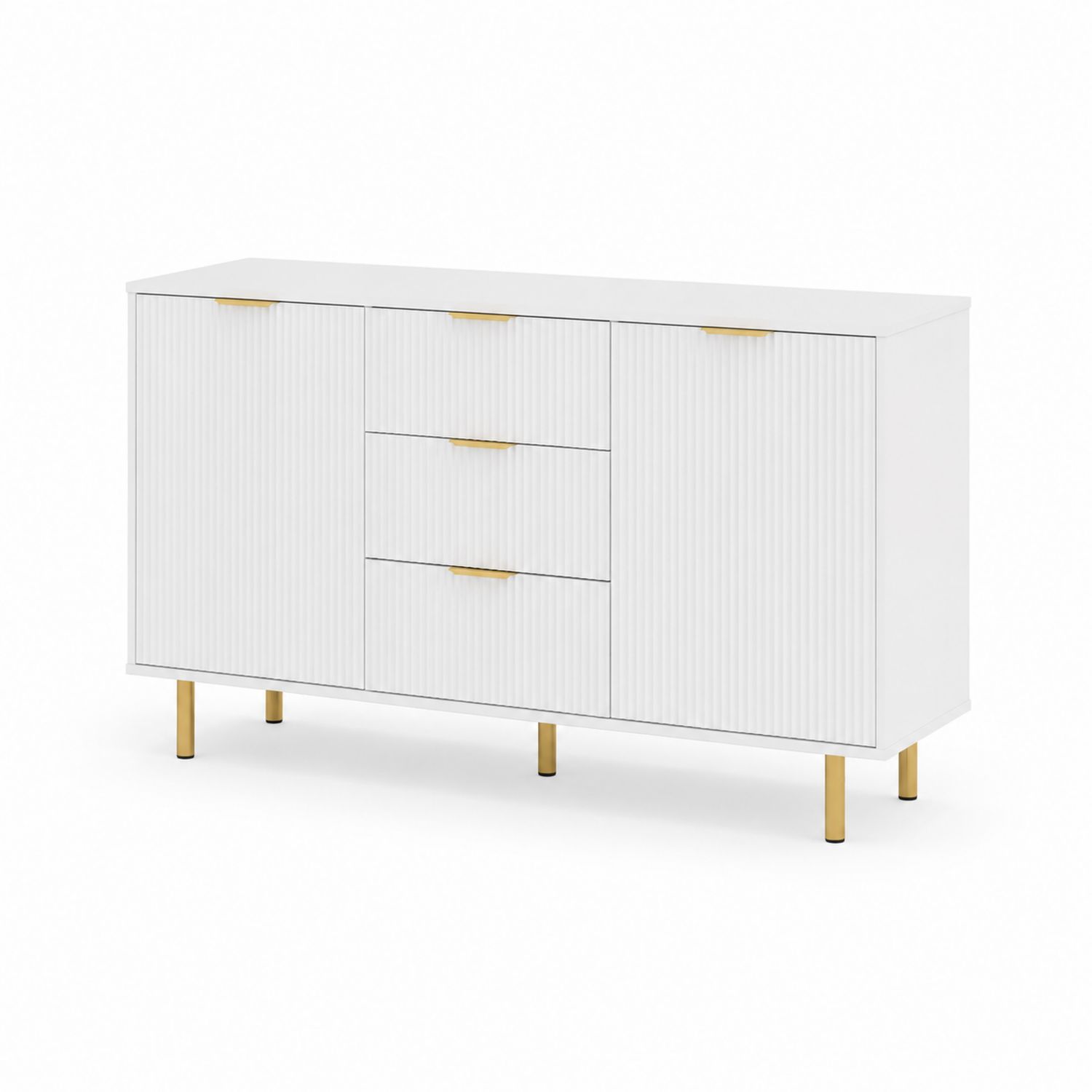 Credenza moderna in MDF con maniglie dorate