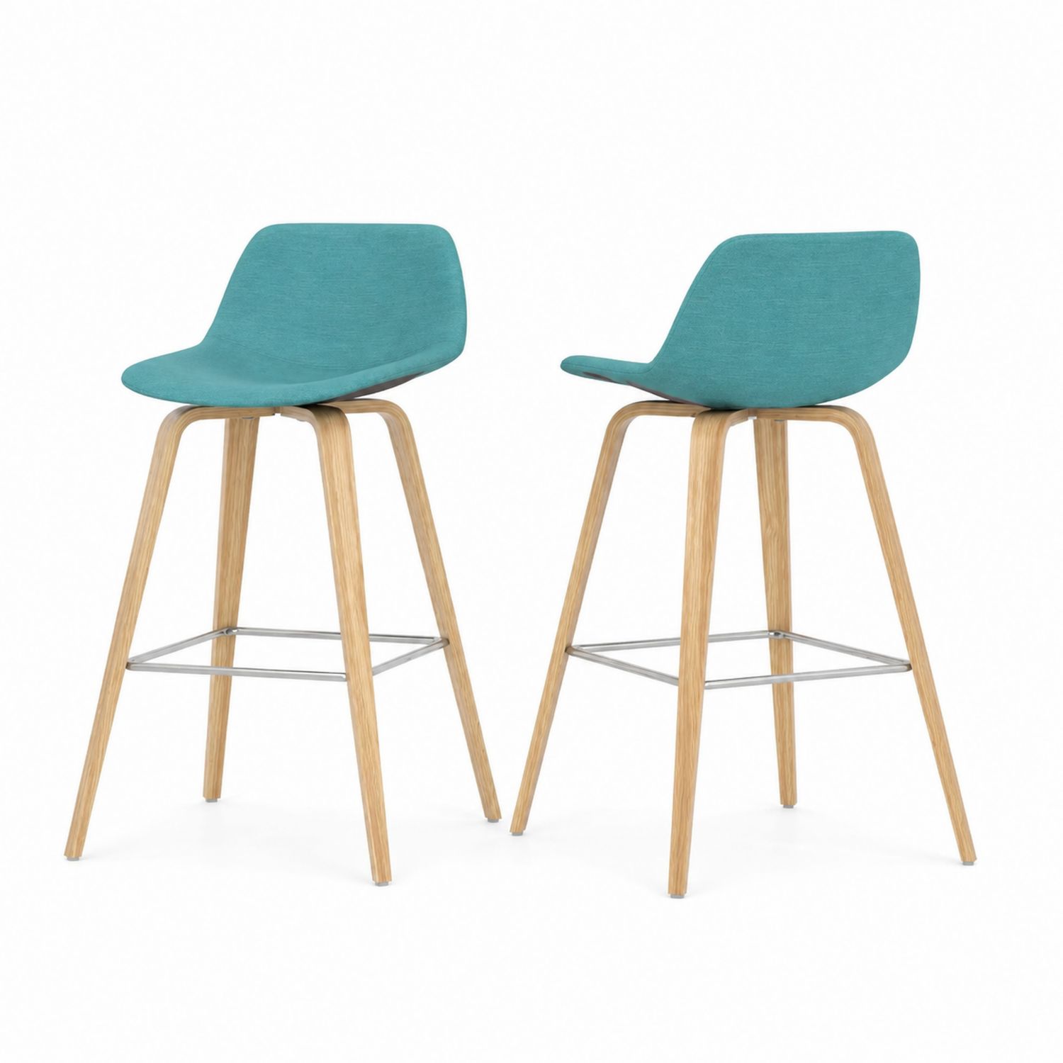 Set di 2 sgabelli da bar in tessuto con gambe in legno