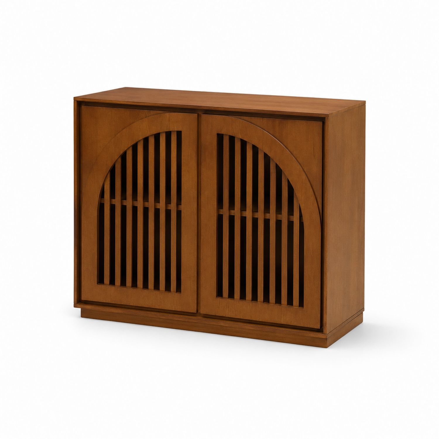 Credenza in legno con ante a doghe marrone