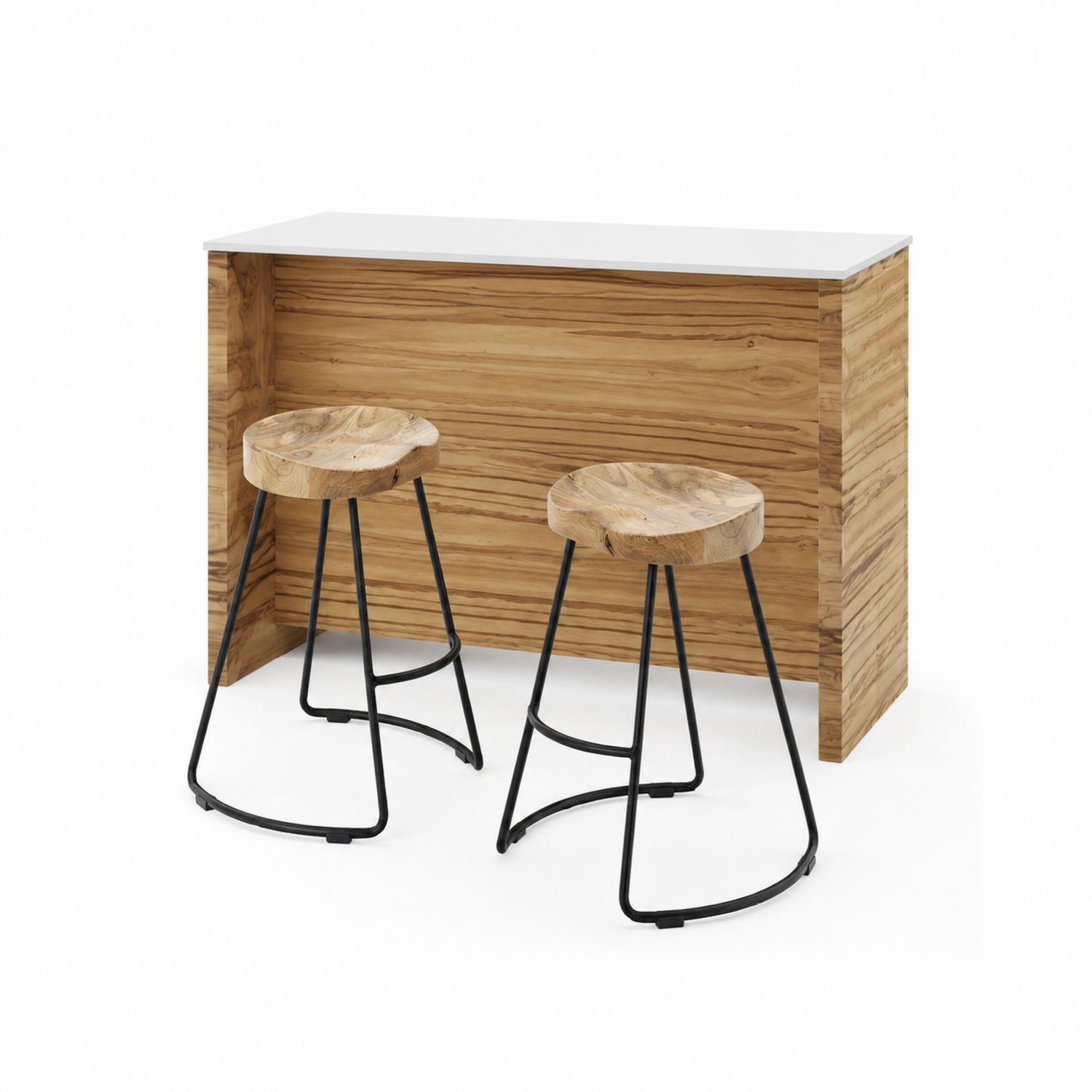 Set Bar con Bancone e Sgabelli in Legno e Metallo