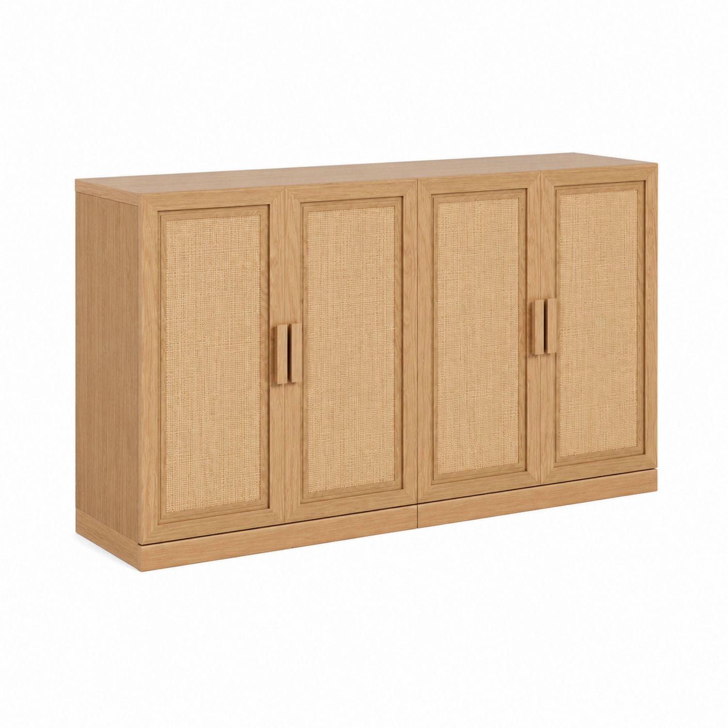 Credenza in legno e rattan con 4 ante