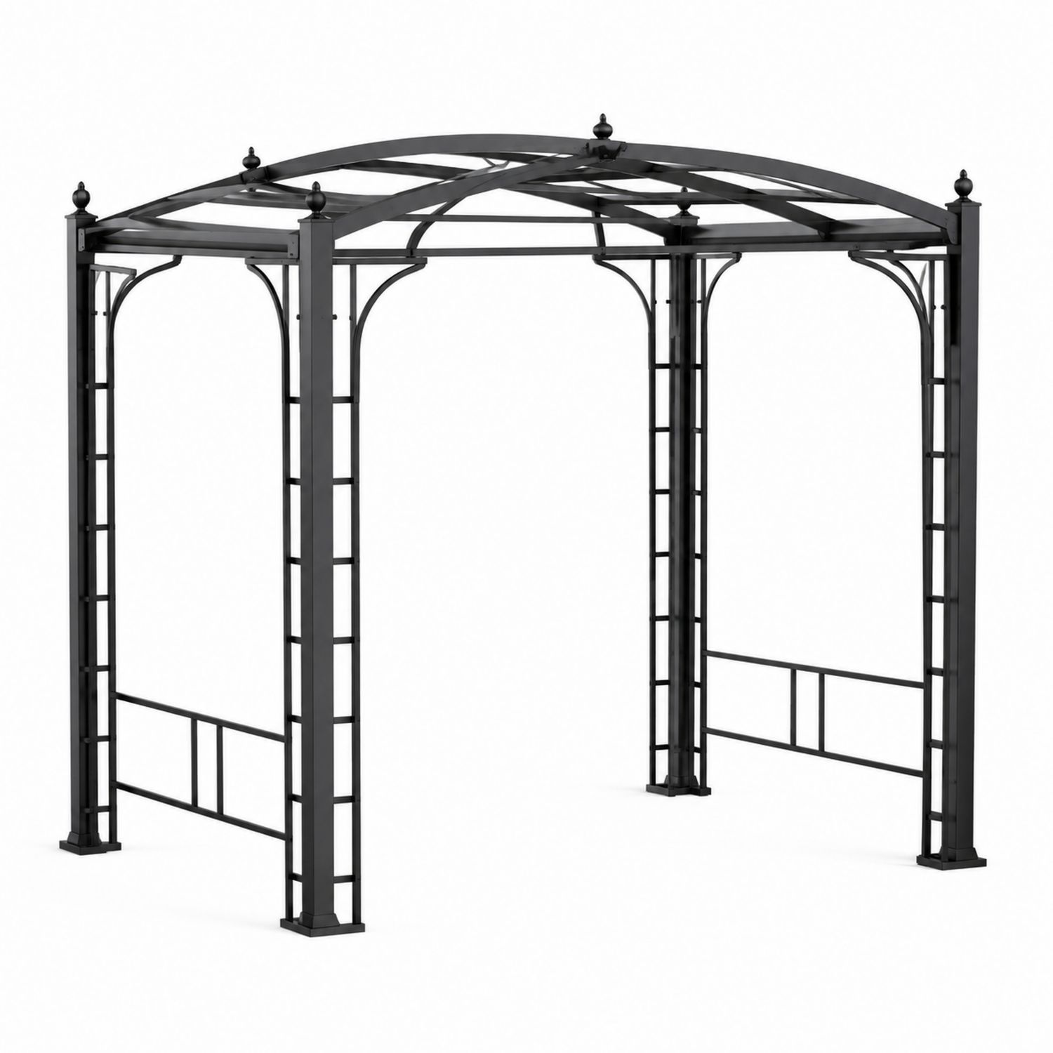 Gazebo in metallo nero con tetto arcuato