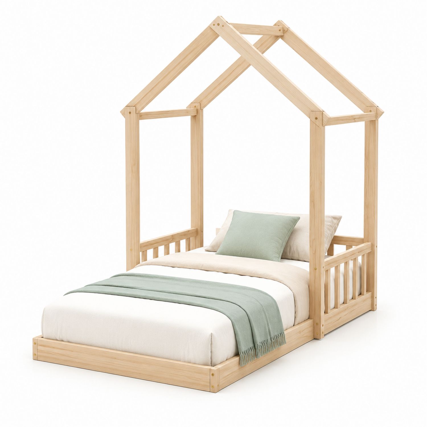 Letto per Bambini a Forma di Casa in Legno 200x90 cm