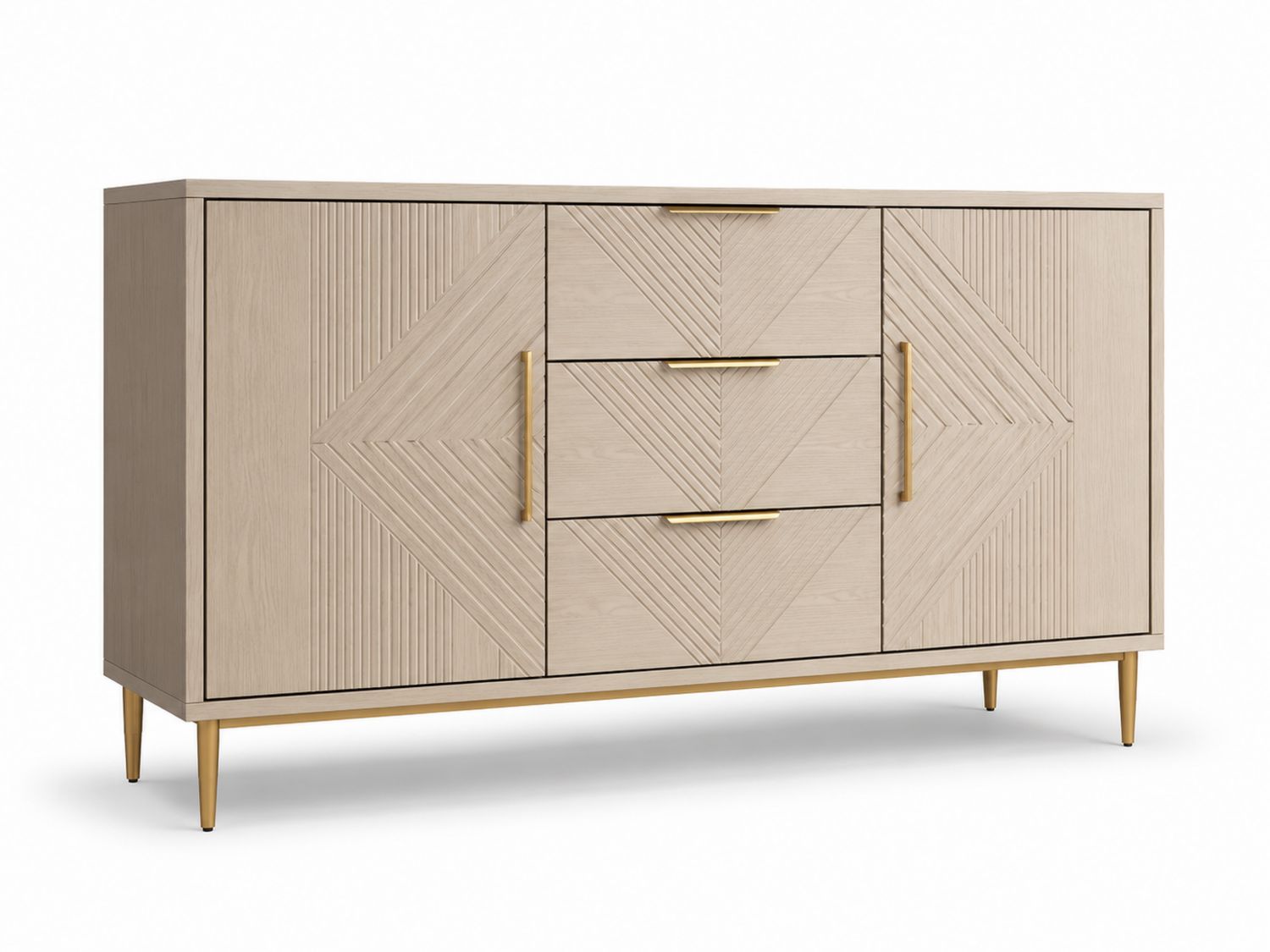 Credenza in legno con ante e cassetti beige 150x40x80 cm