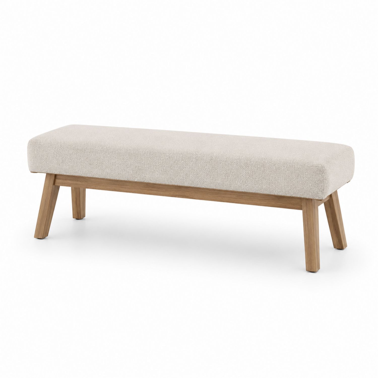 Panca rettangolare tessuto e legno massello beige