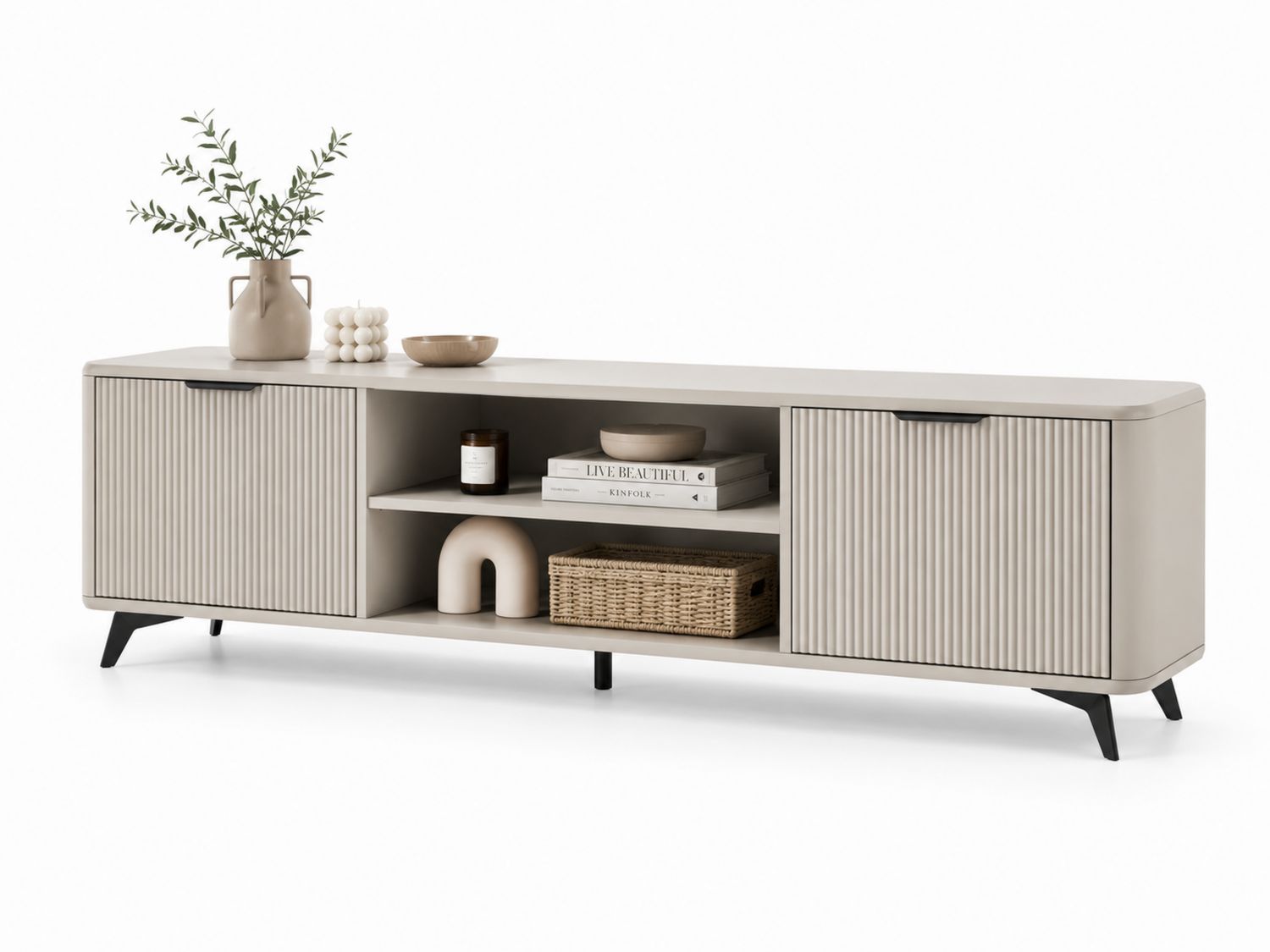 Mobile TV in MDF e Metallo, 180 cm, Beige