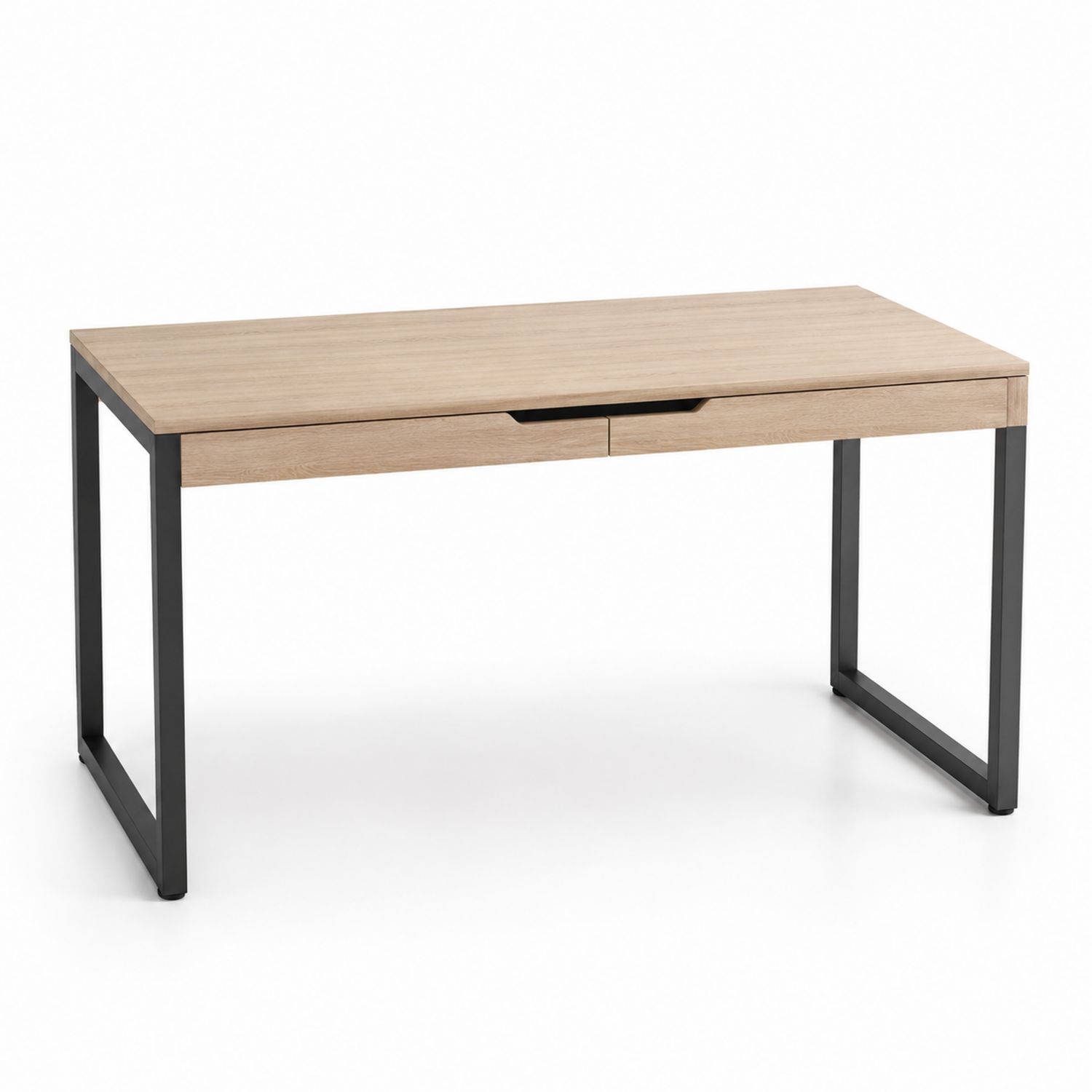 Scrivania in legno chiaro e metallo con cassetti