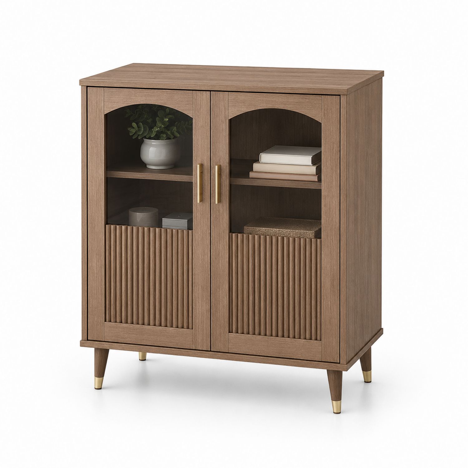 Credenza in Legno con Ante in Vetro
