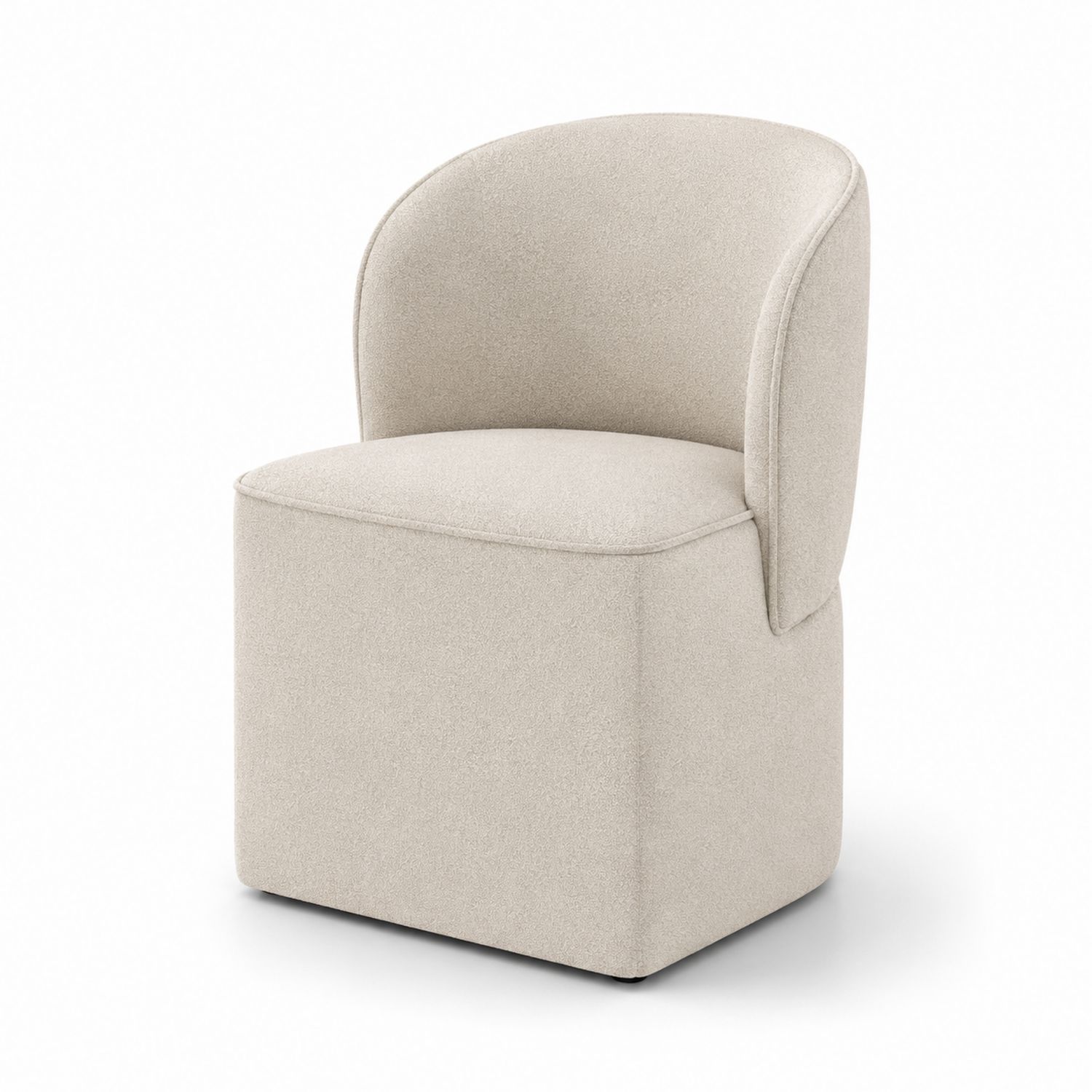 Sedia in Tessuto Beige con Schienale Curvo