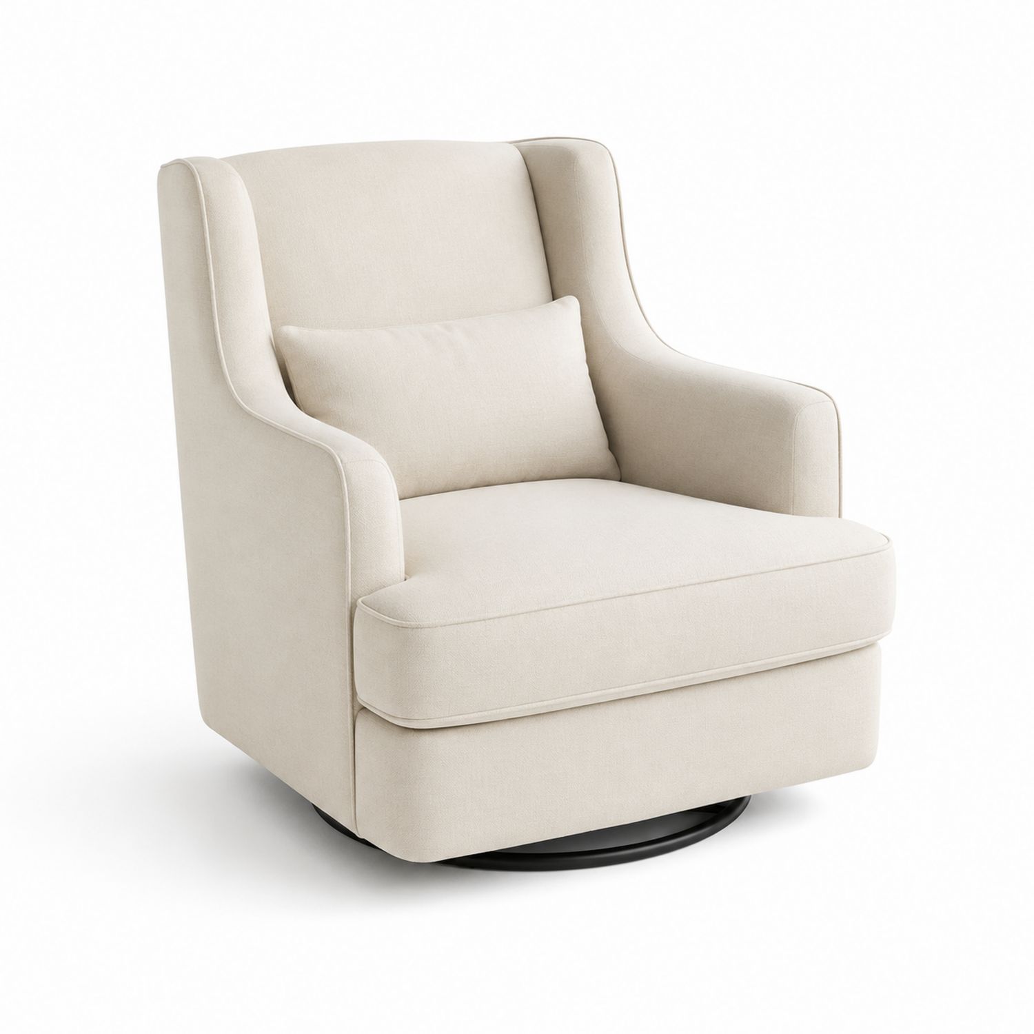 Poltrona girevole in tessuto beige