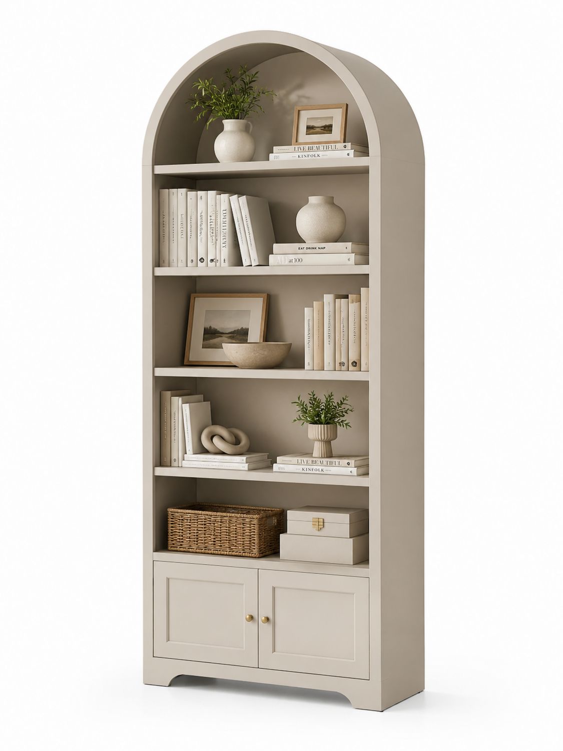 Libreria ad arco in legno MDF, Beige, 180x80x25 cm