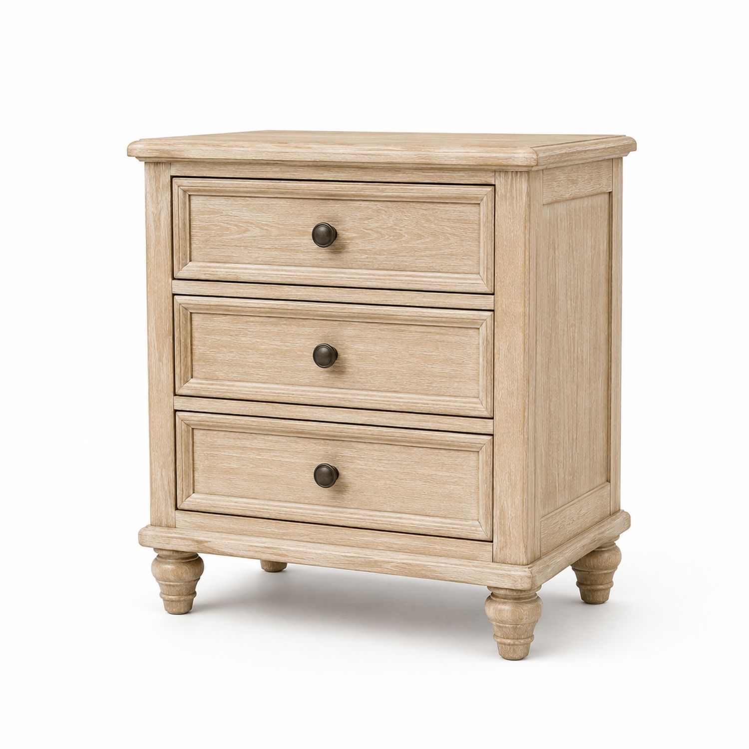 Comodino in Legno con Tre Cassetti