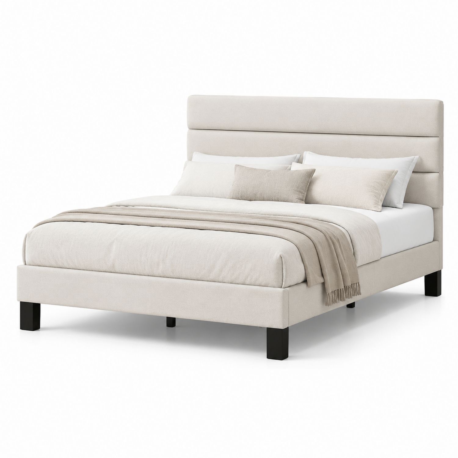 Letto matrimoniale in legno e tessuto 200x160 cm
