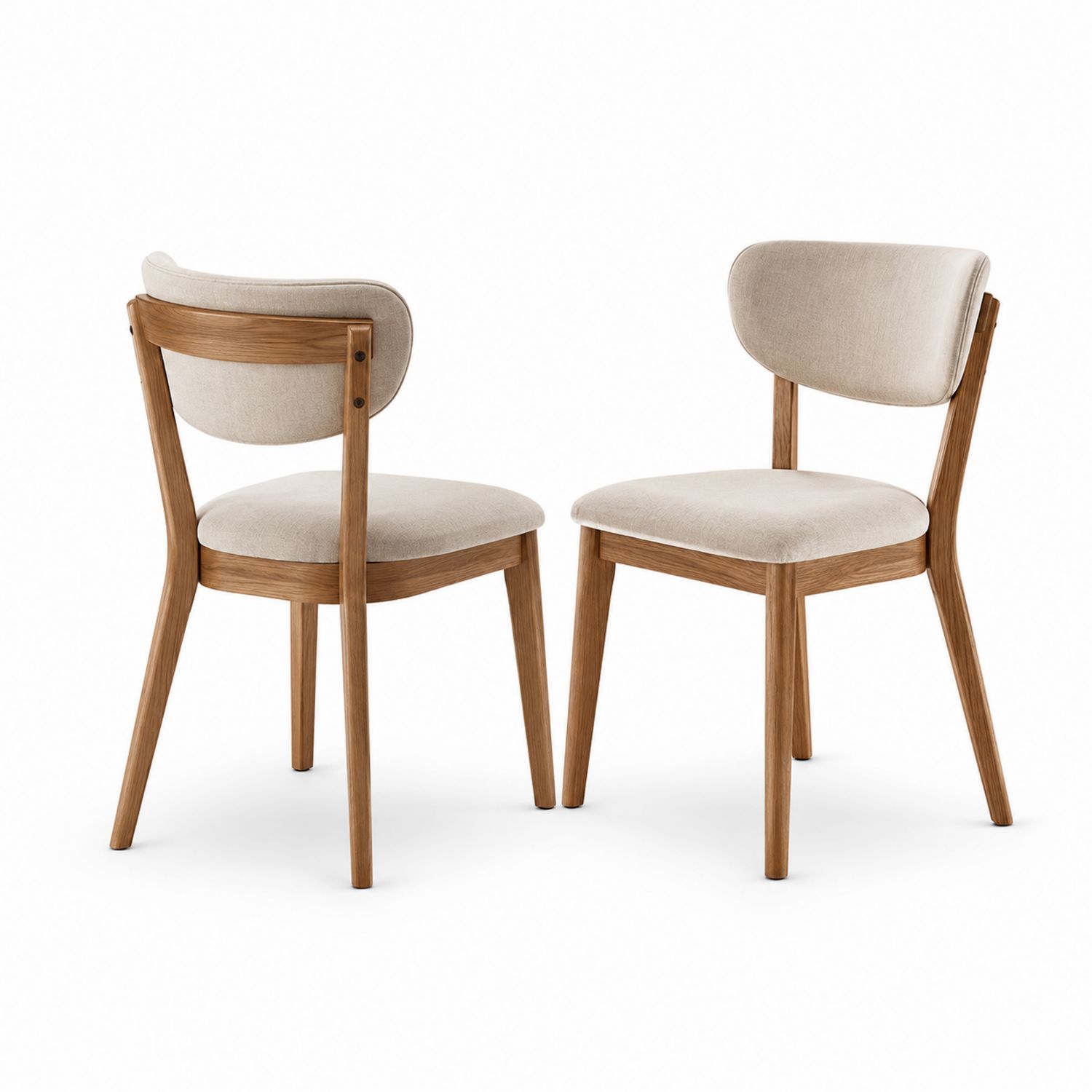 Sedia da pranzo in legno e tessuto beige