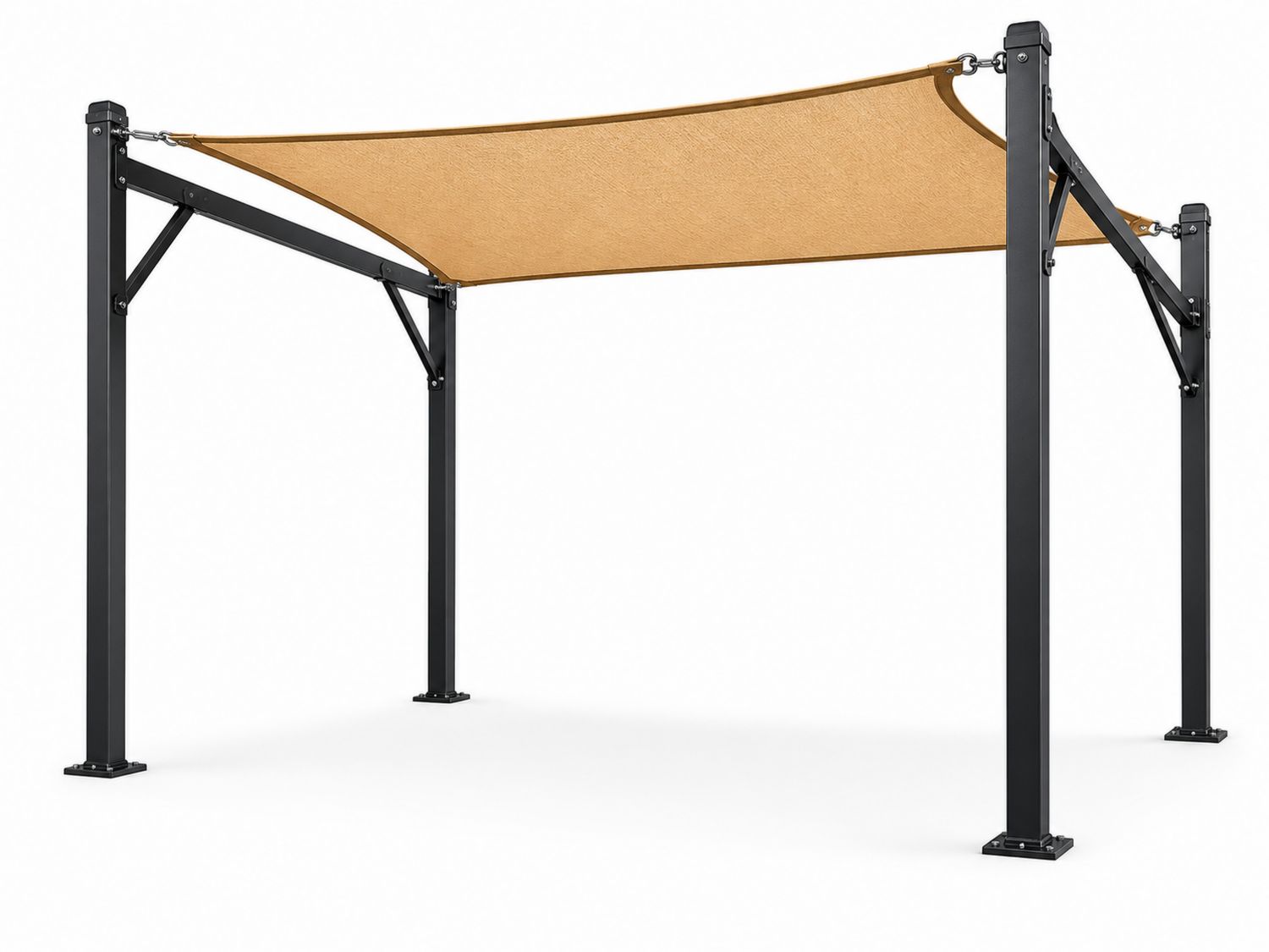 Tenda da Sole Rettangolare in Acciaio e Poliestere Beige 3x4m