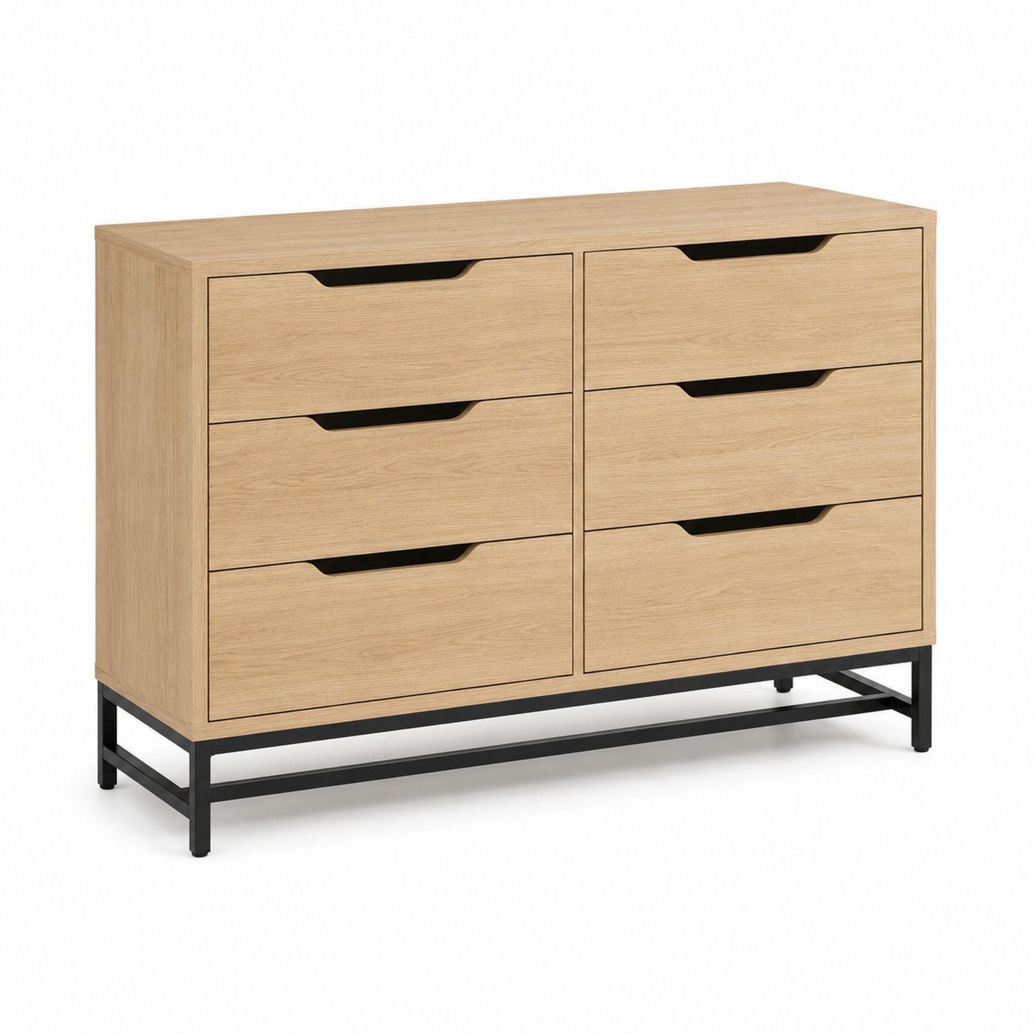 Cassettiera in Legno 6 Cassetti Rovere Chiaro 120x40x75cm