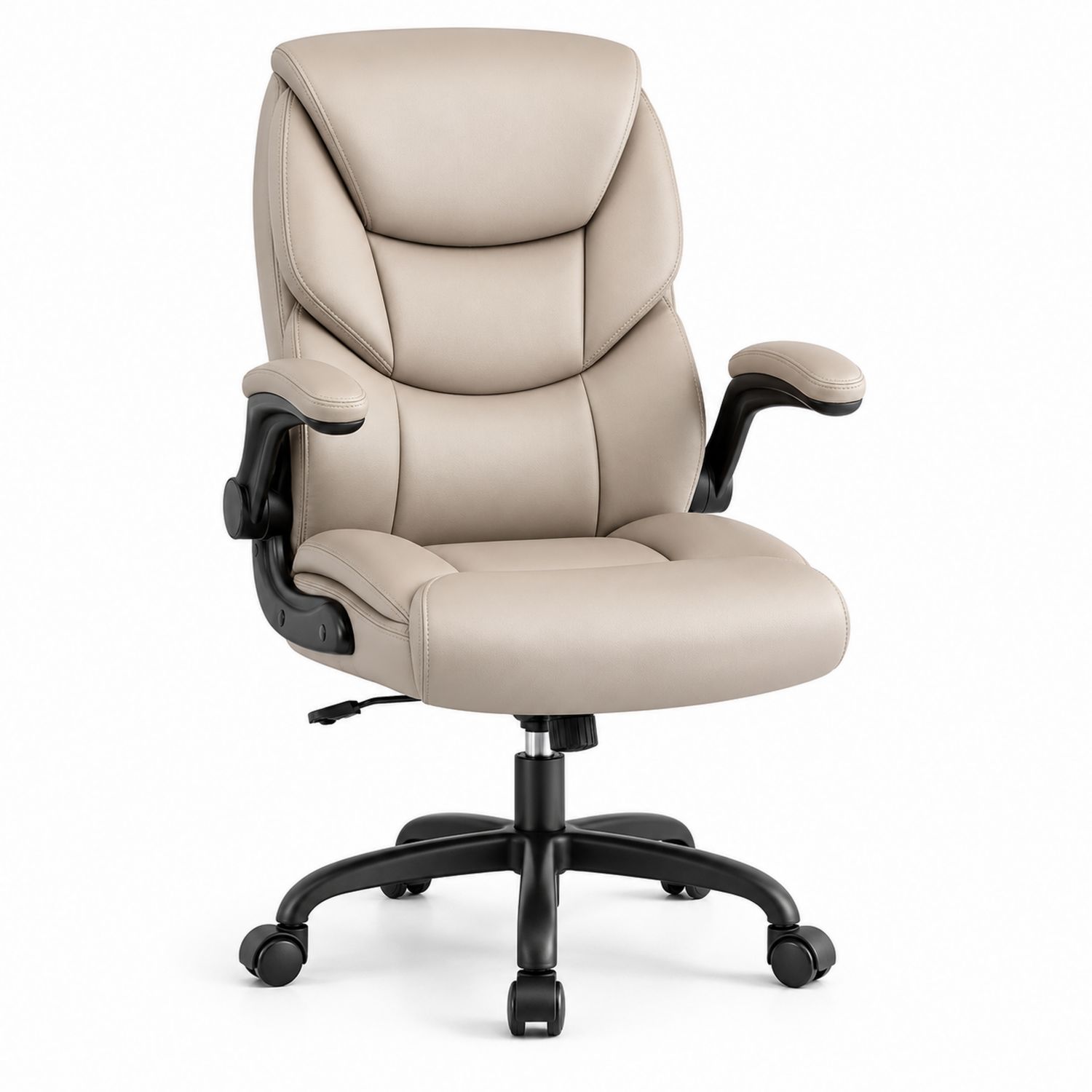 Sedia in Pelle Sintetica Beige con Struttura in Acciaio