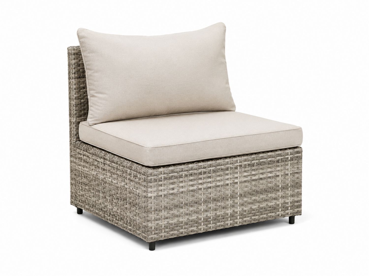Modulo Angolare da Esterno in Rattan con Cuscini in Poliestere Beige