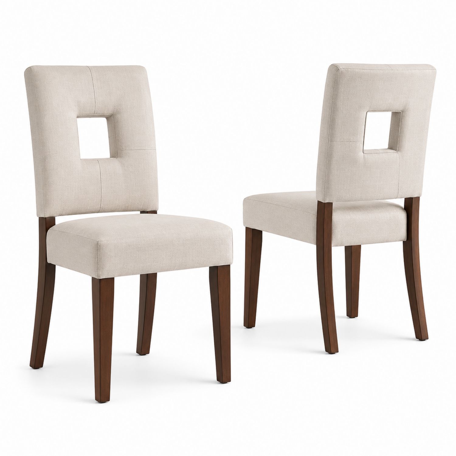 Set di 2 Sedie da Pranzo in Tessuto con Gambe in Legno