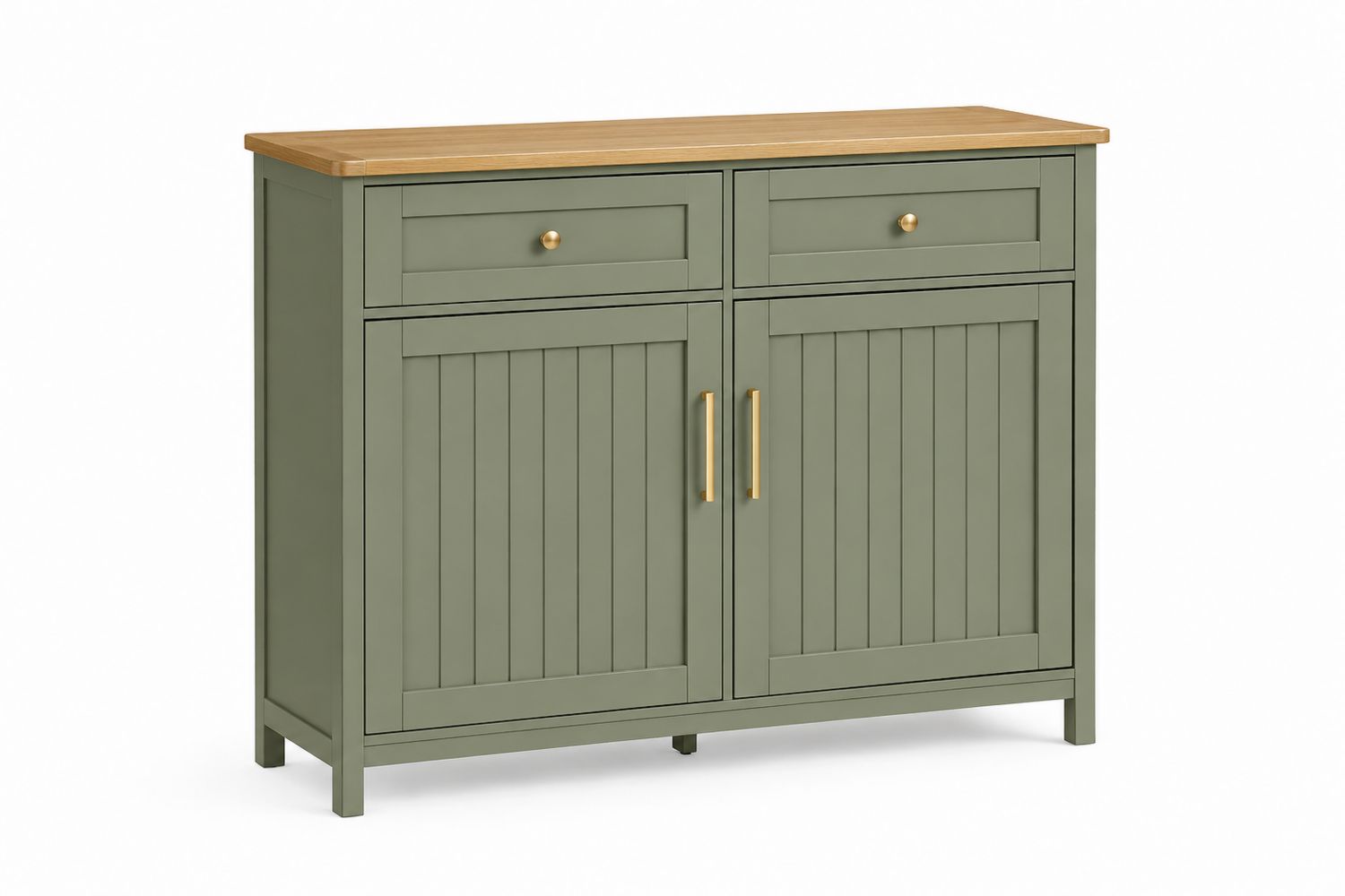 Credenza in legno verde con top in legno massello
