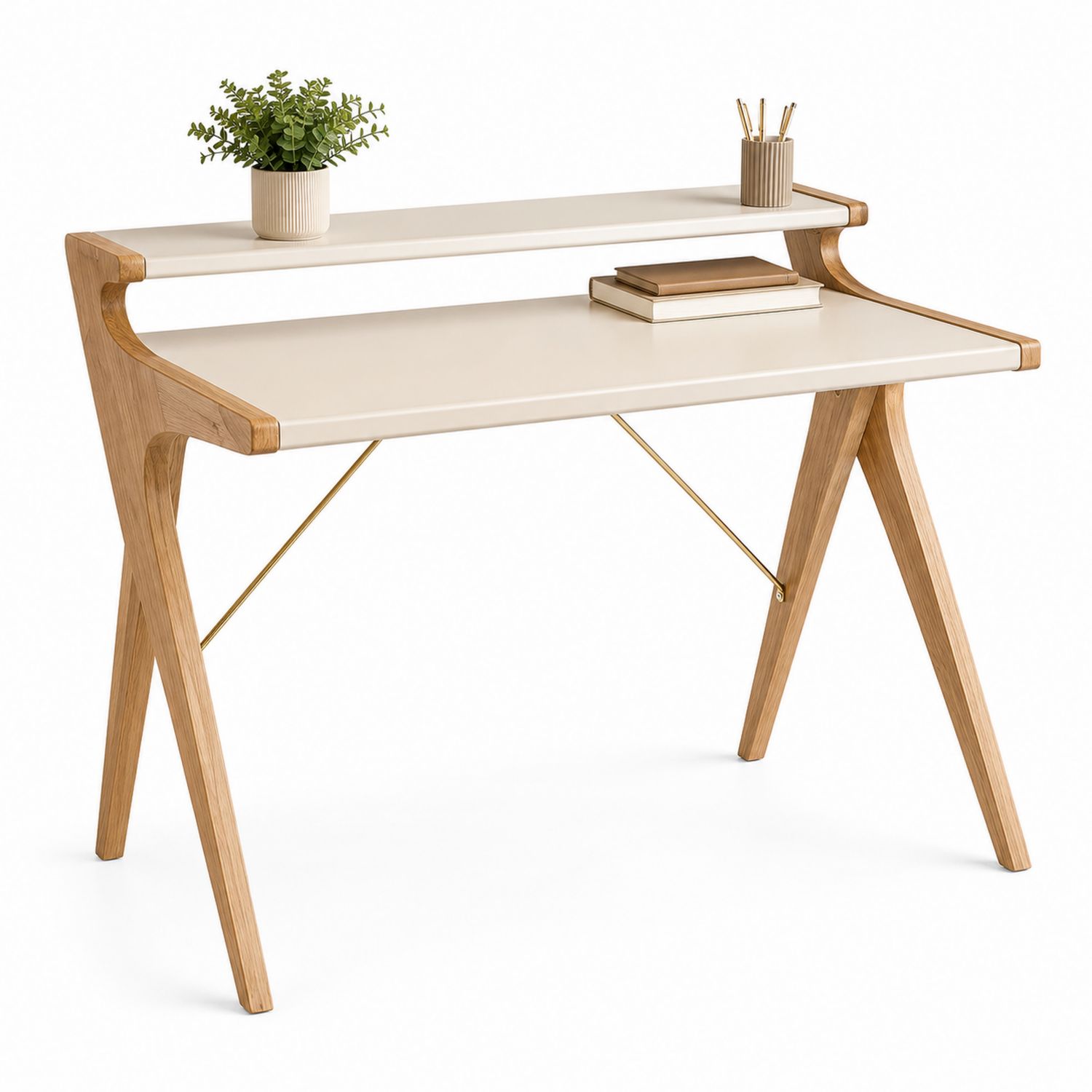 Scrivania in MDF e Rovere con Ripiano