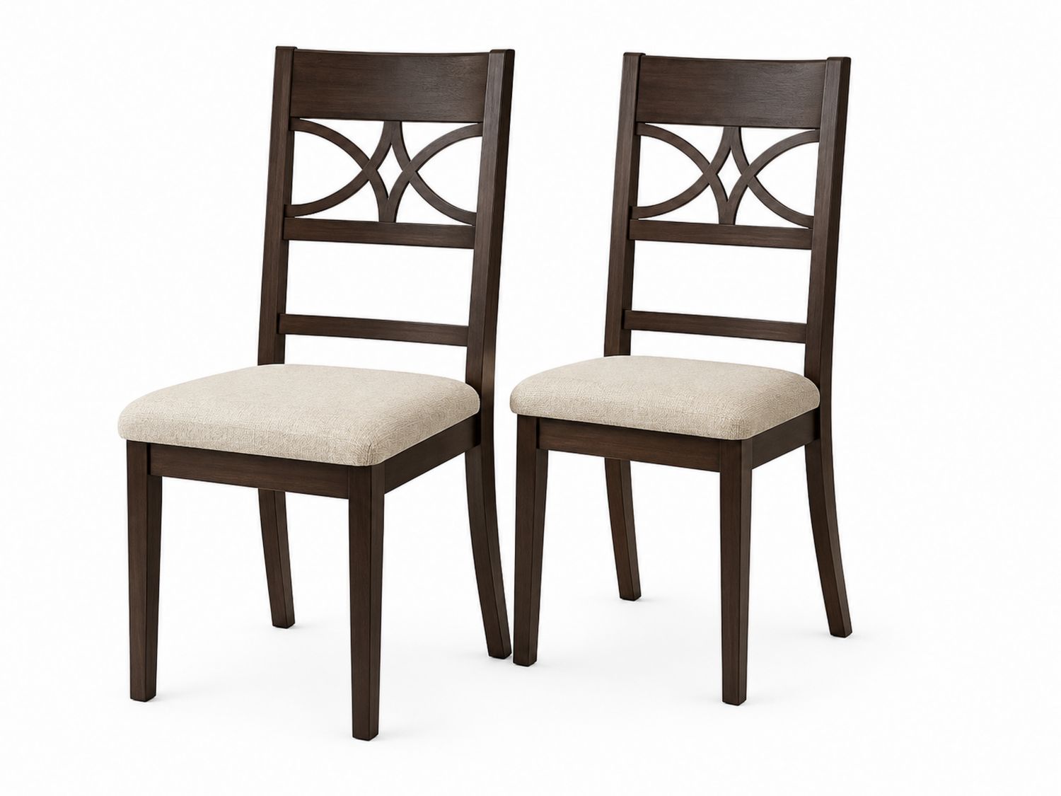 Sedie in Legno e Tessuto Beige, Set di 2